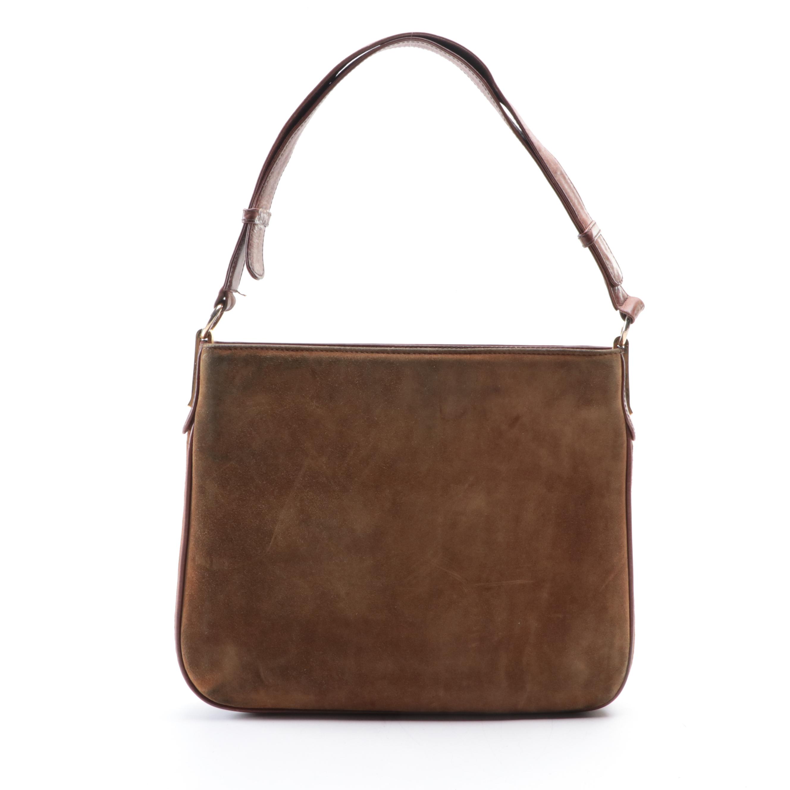 Gucci Suede and Leather Shoulder Bag, Mid-to Late 20th Century