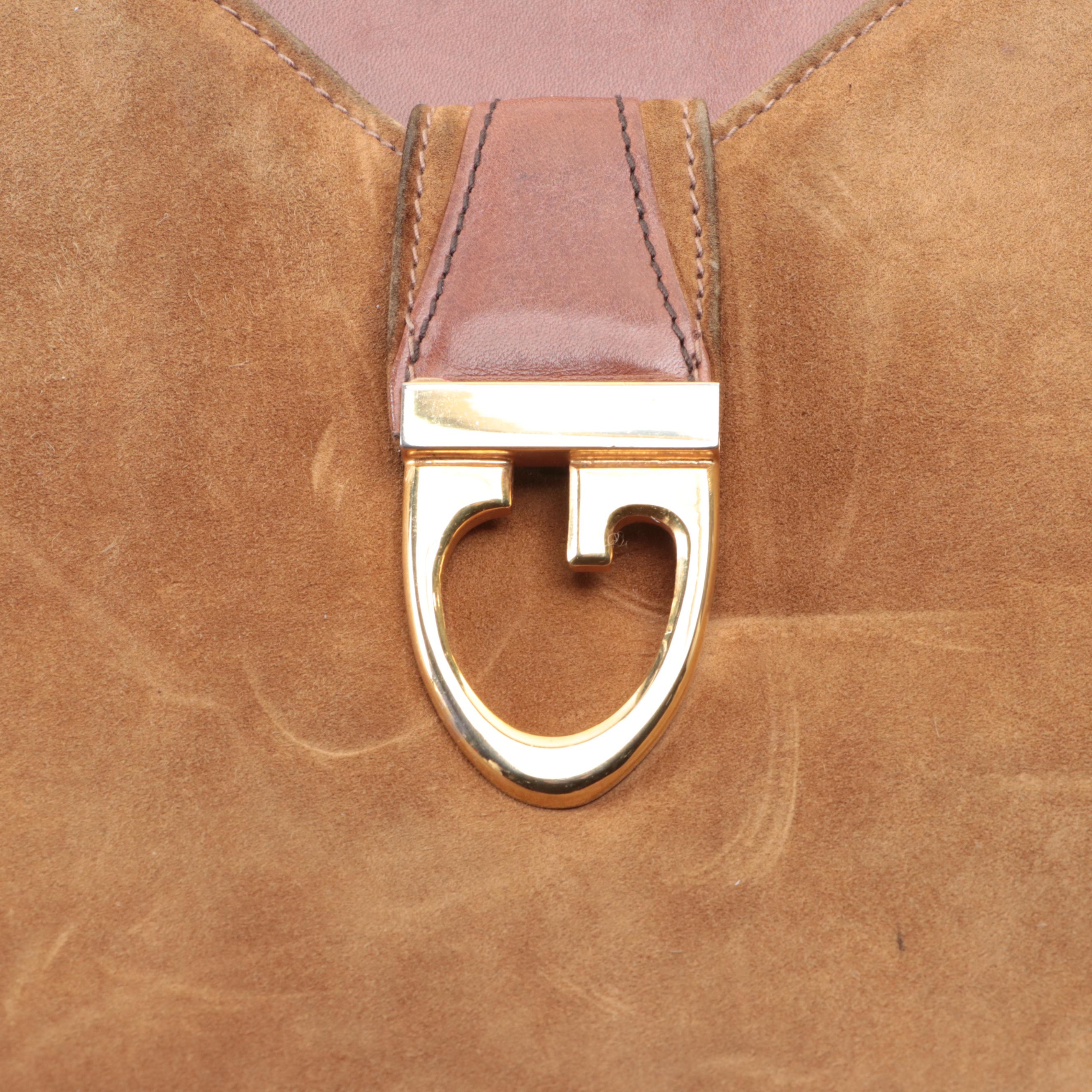 Gucci Suede and Leather Shoulder Bag, Mid-to Late 20th Century