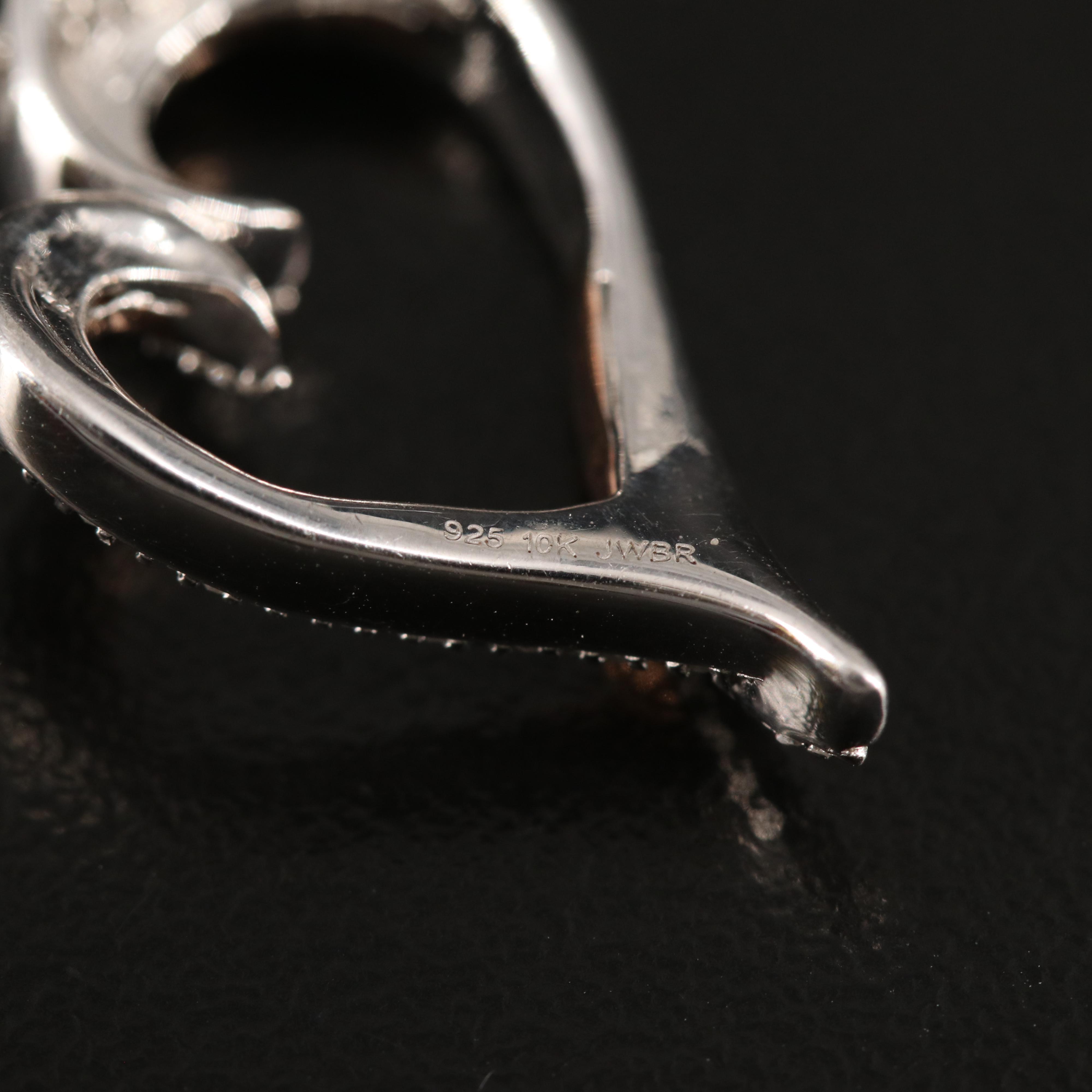 Sterling Diamond Heart Pendant Necklace with 10K Rose Gold Accent