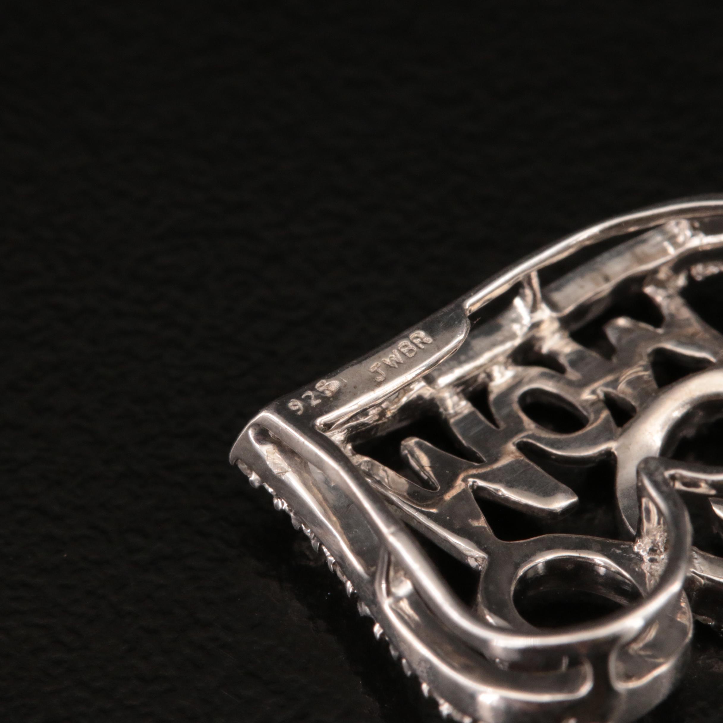 Sterling Diamond "Mom" Heart Pendant Necklace