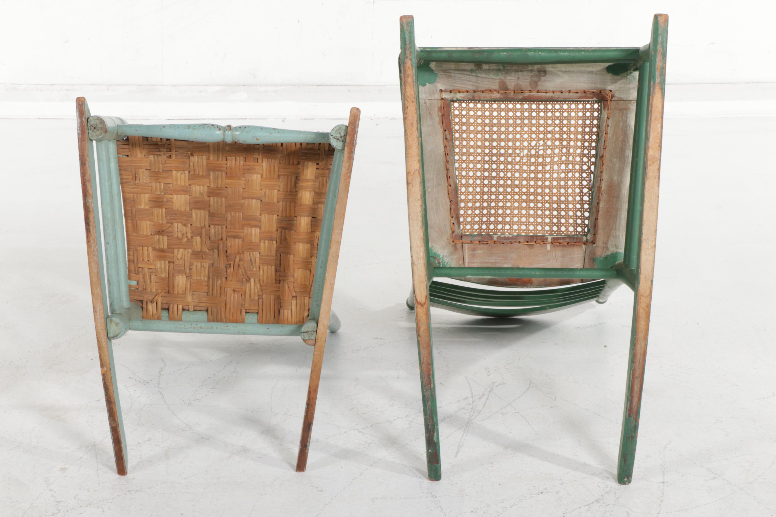 Two Painted Wood Ladder-Back Rocking Chairs, Early 20th Century