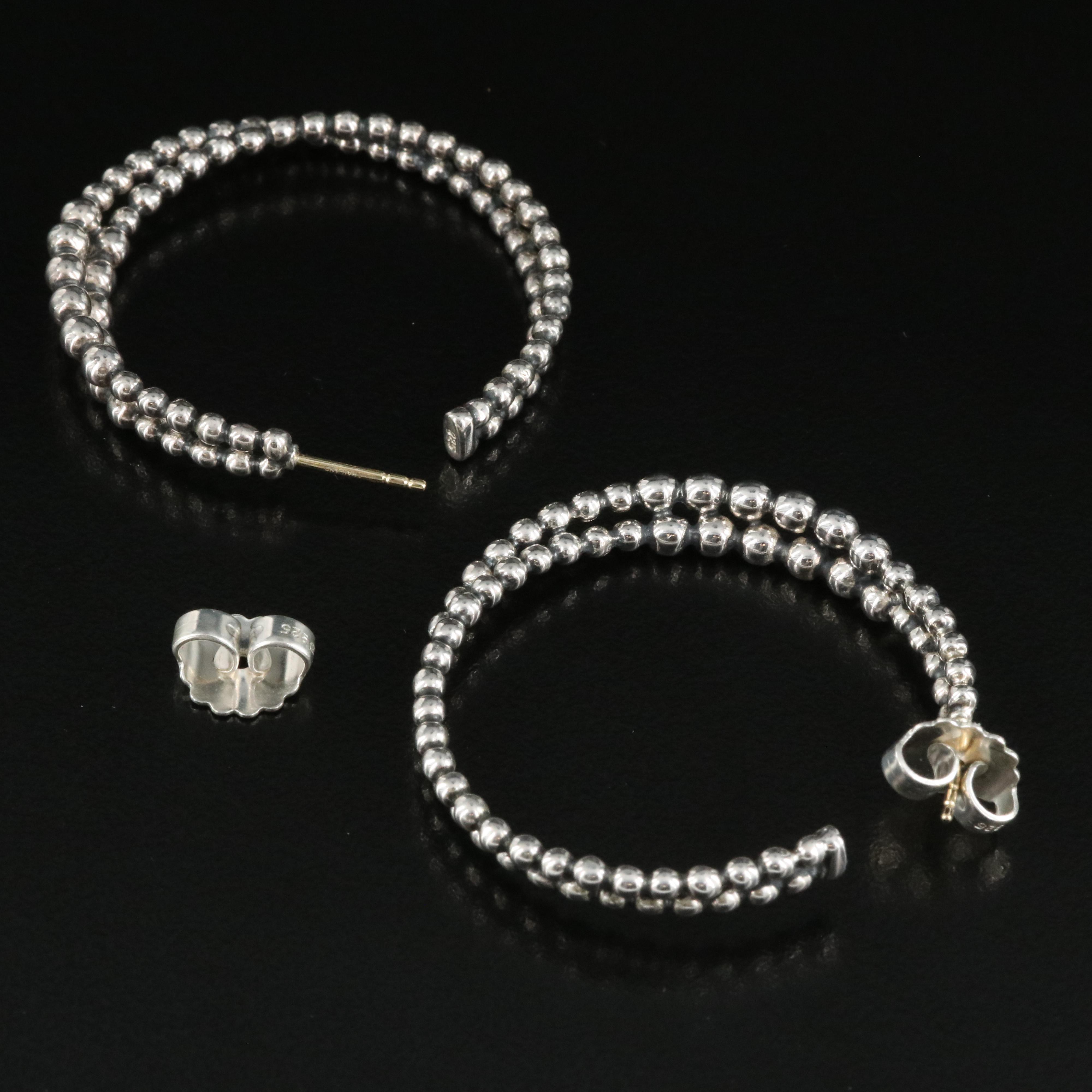 Michael Dawkins Sterling Crossover Hoop Earrings with 14K Accents