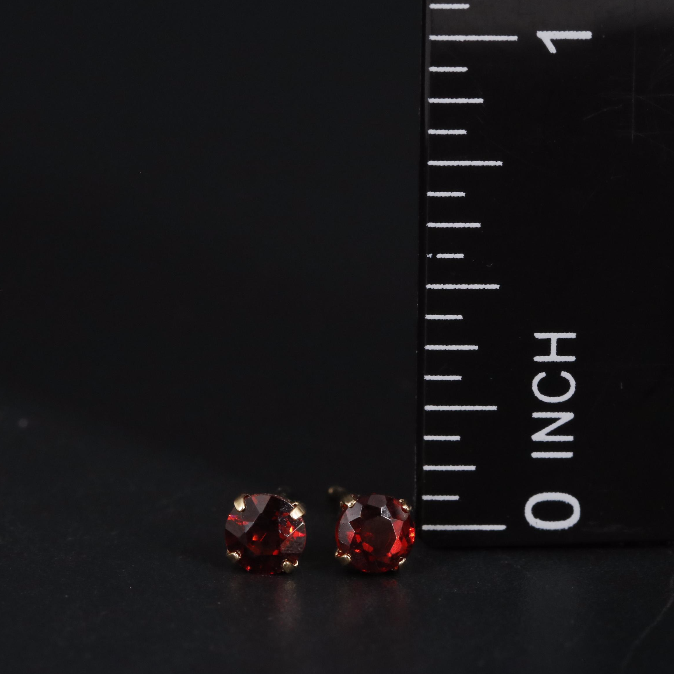 18K Garnet Stud Earrings