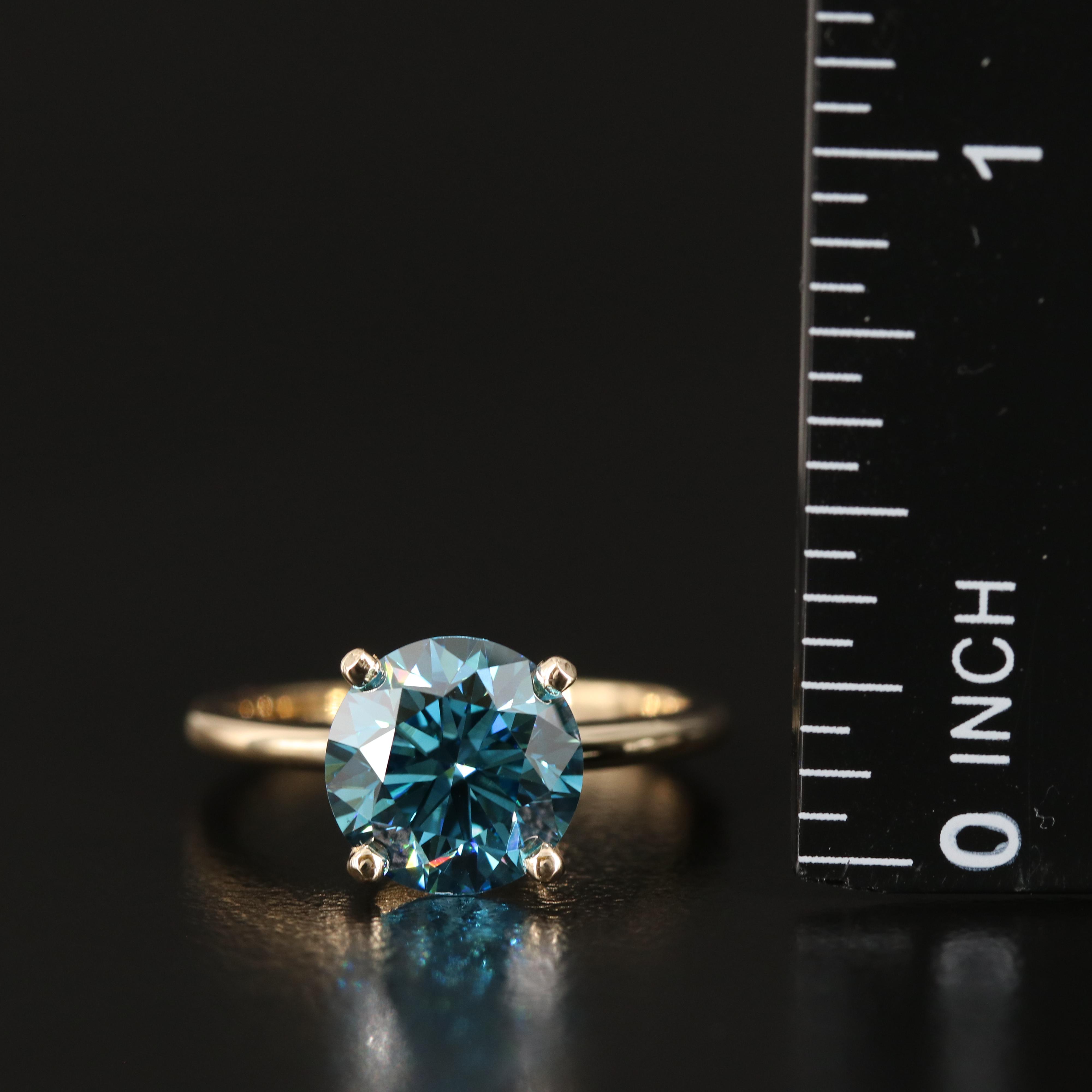 14K 3.15 CT Fancy Blue Diamond Solitaire Ring