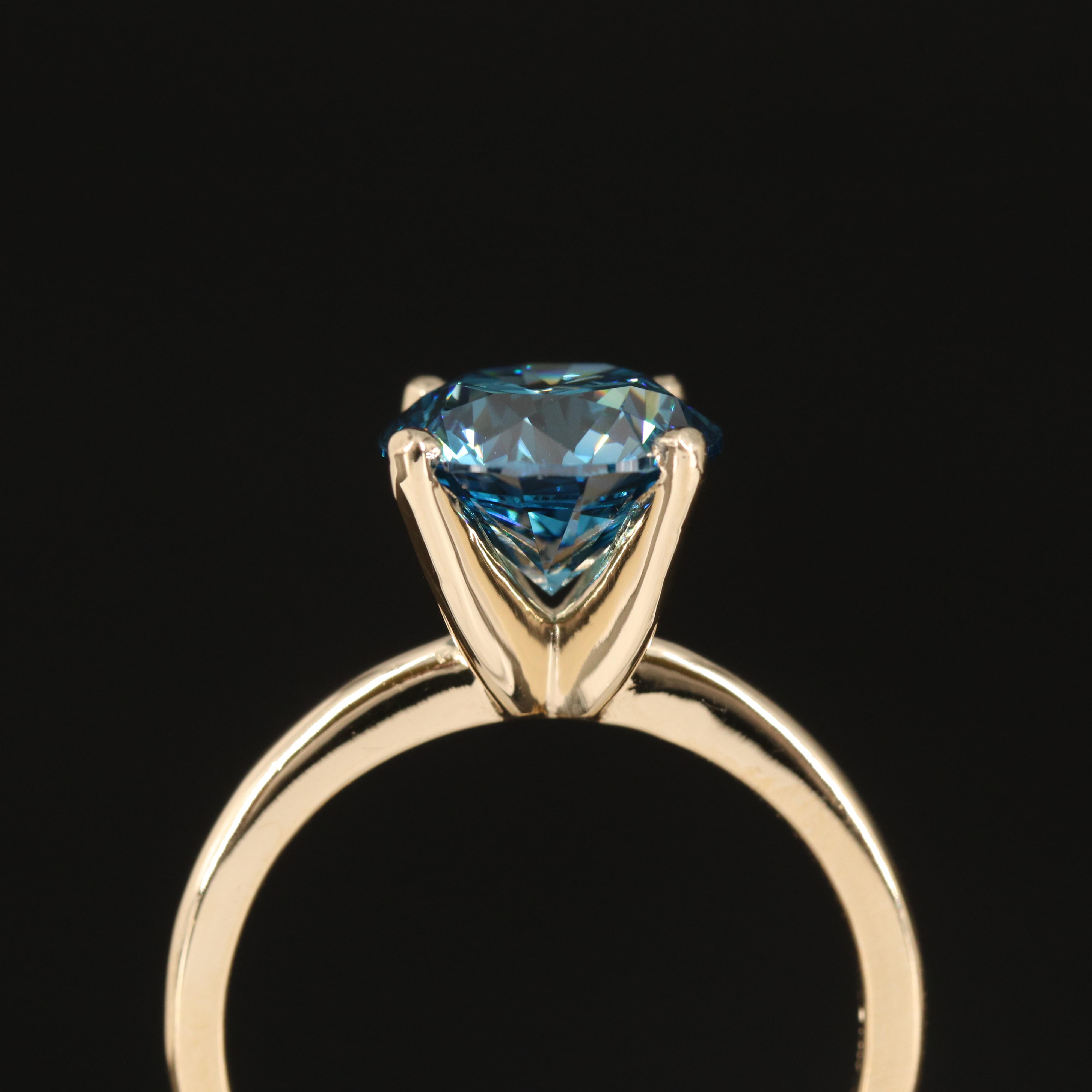 14K 3.15 CT Fancy Blue Diamond Solitaire Ring