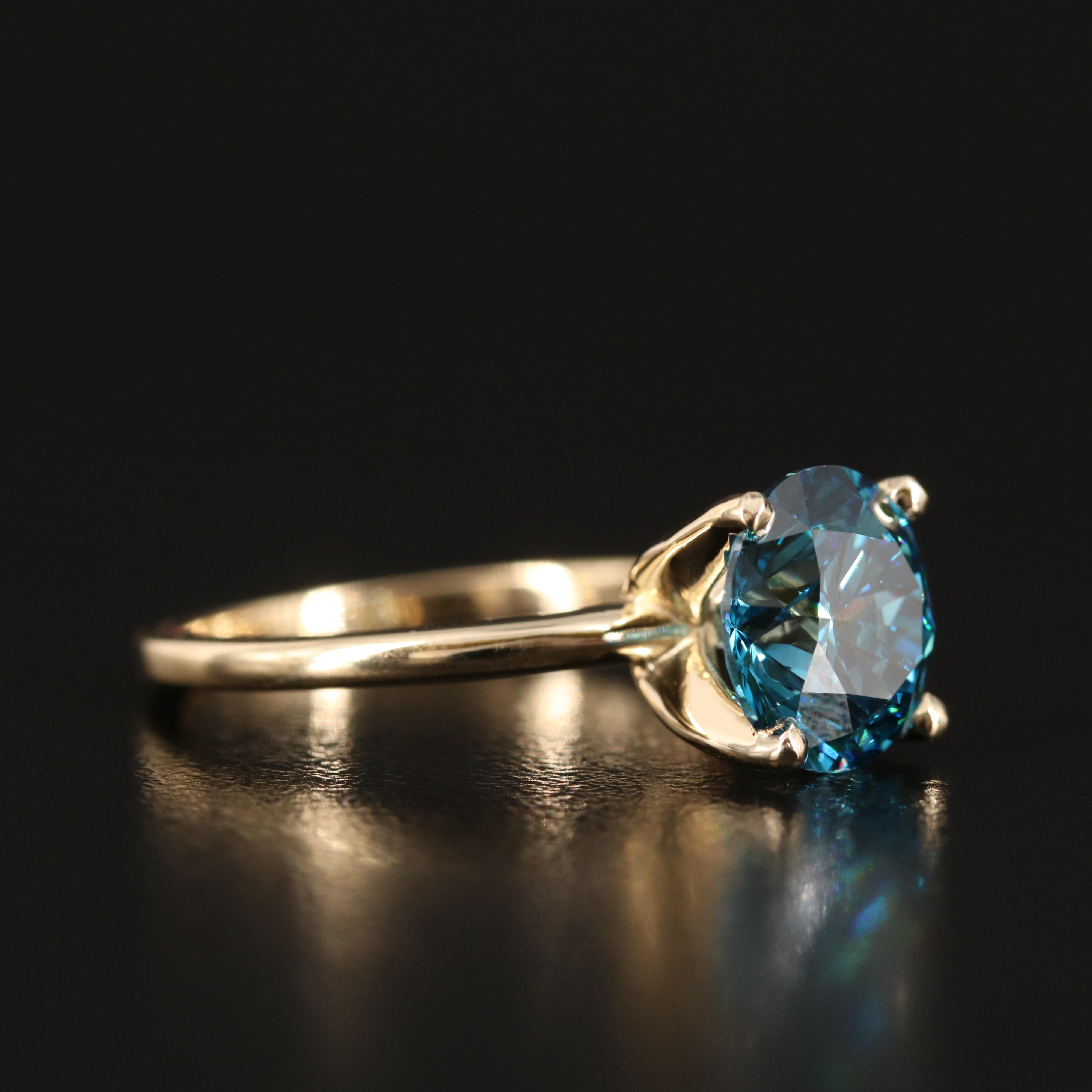 14K 3.15 CT Fancy Blue Diamond Solitaire Ring