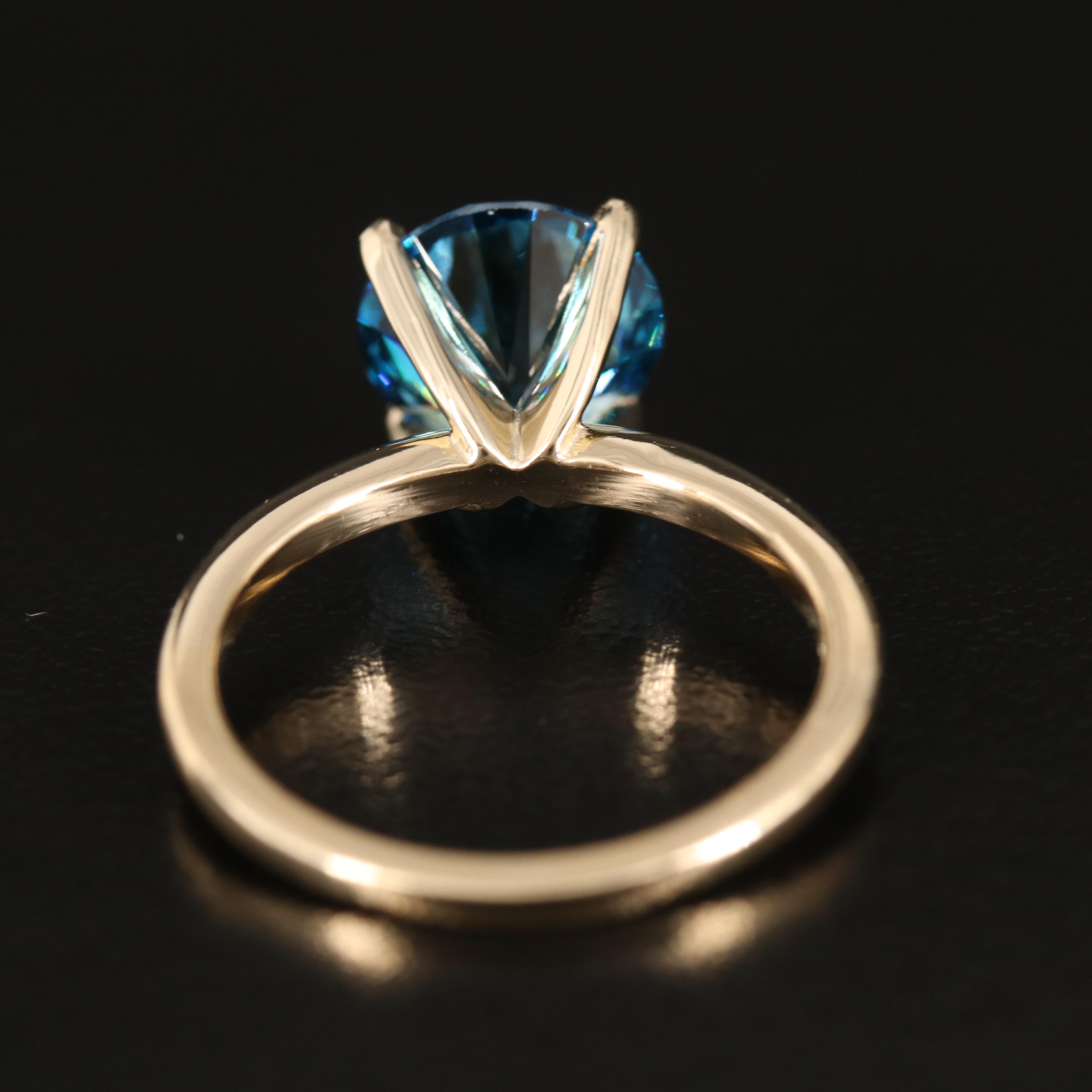 14K 3.15 CT Fancy Blue Diamond Solitaire Ring