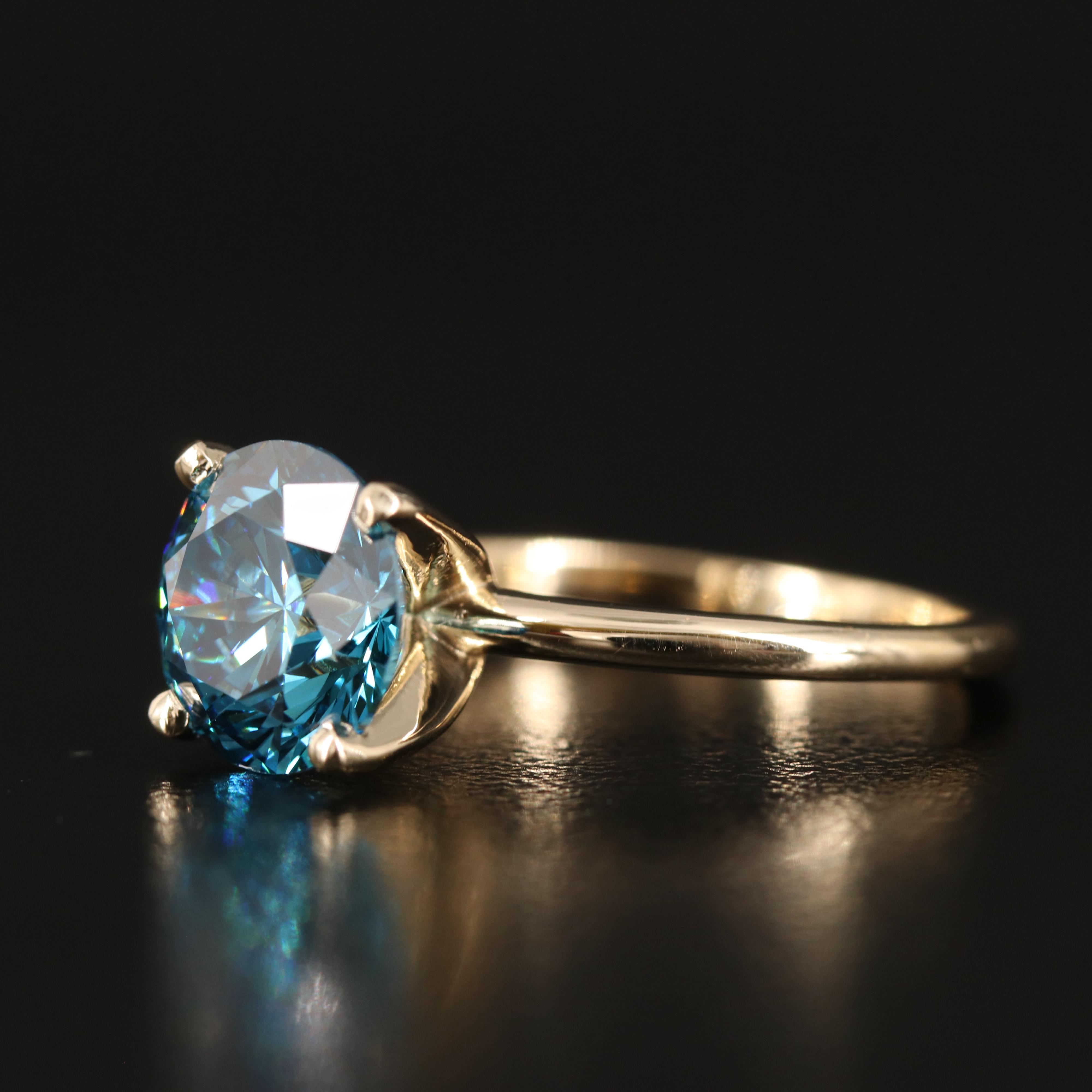 14K 3.15 CT Fancy Blue Diamond Solitaire Ring