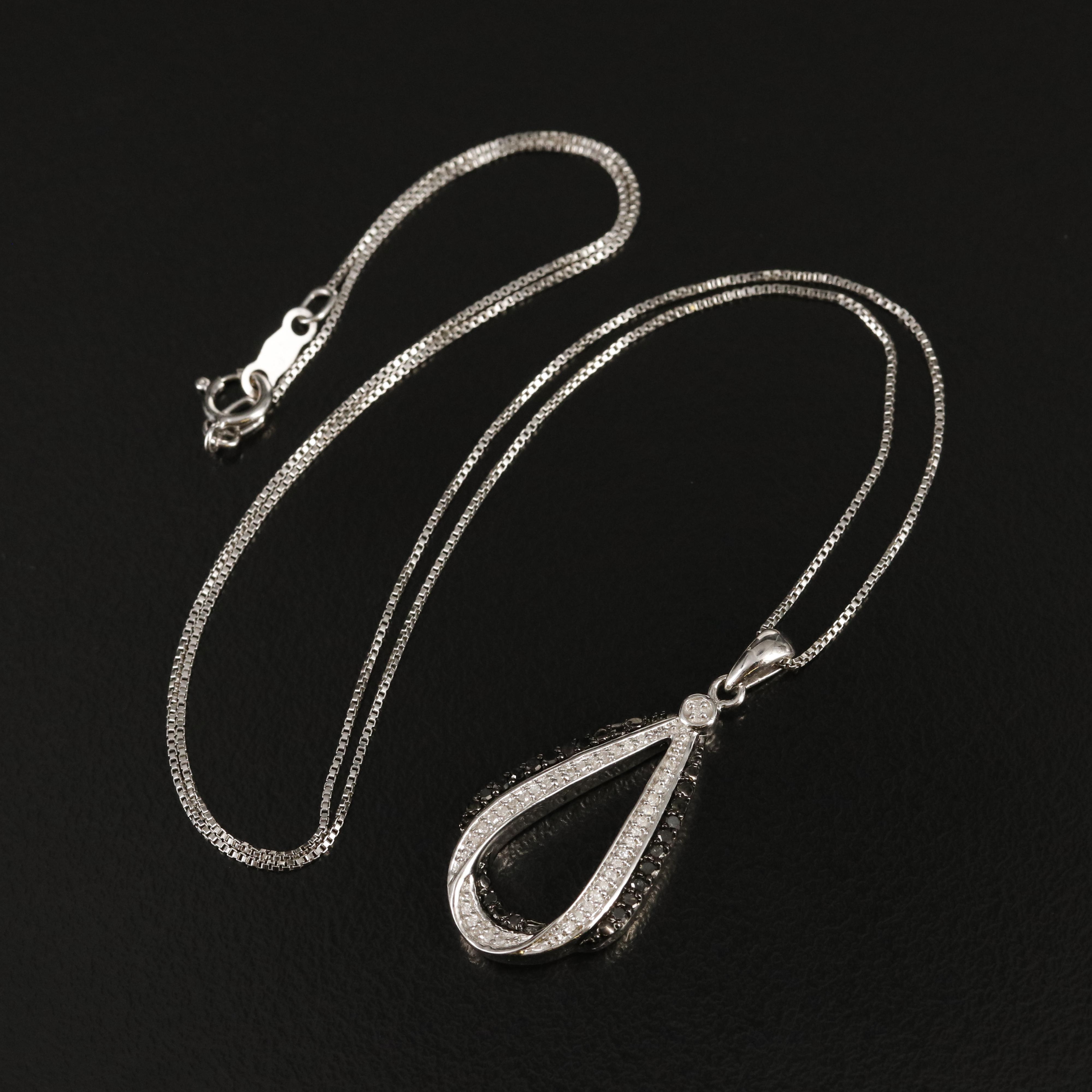 Sterling Diamond Teardrop Necklace