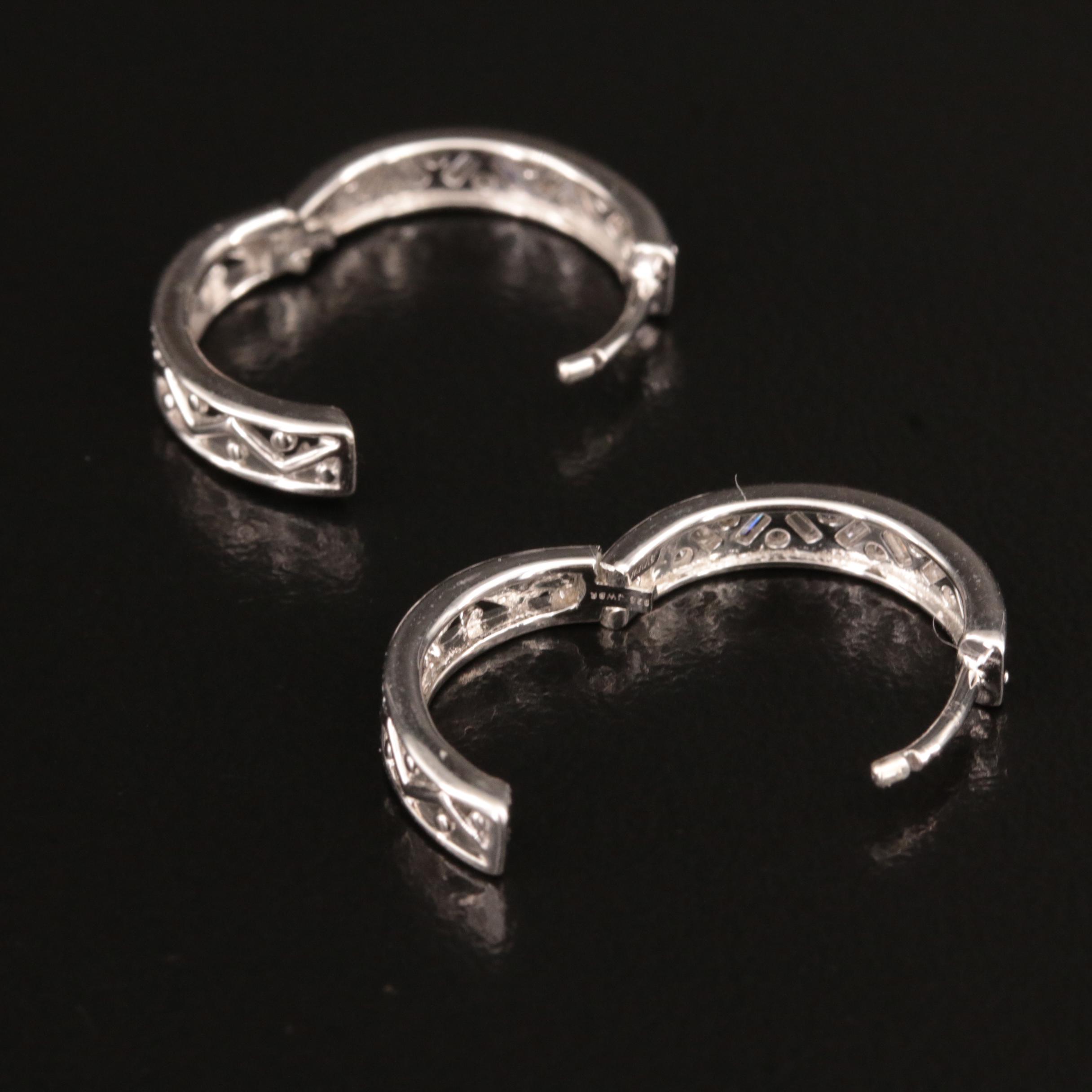 Sterling Diamond Hoop Earrings