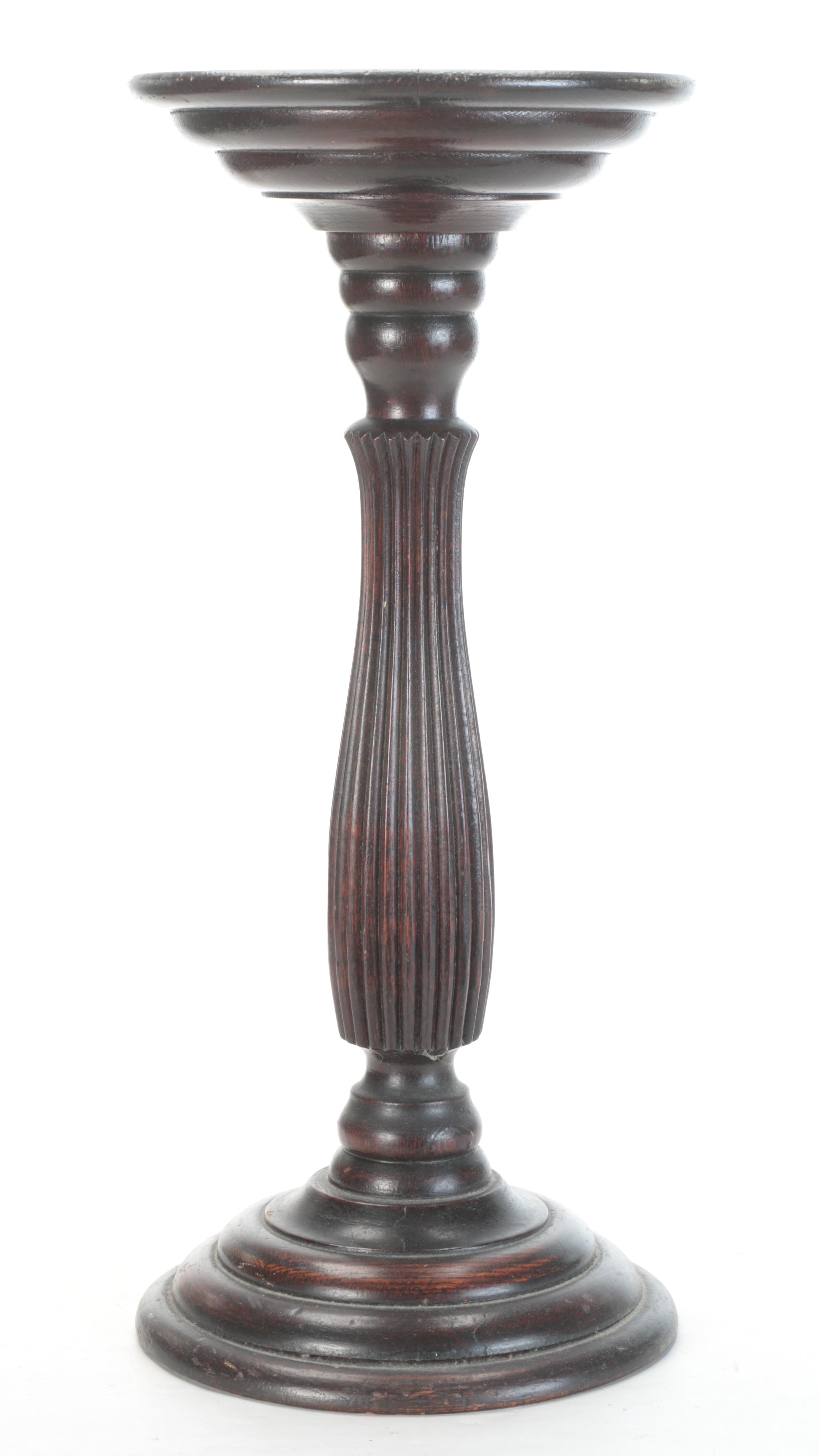Victorian Turned Oak Pedestal, Mid to Late 19th Century