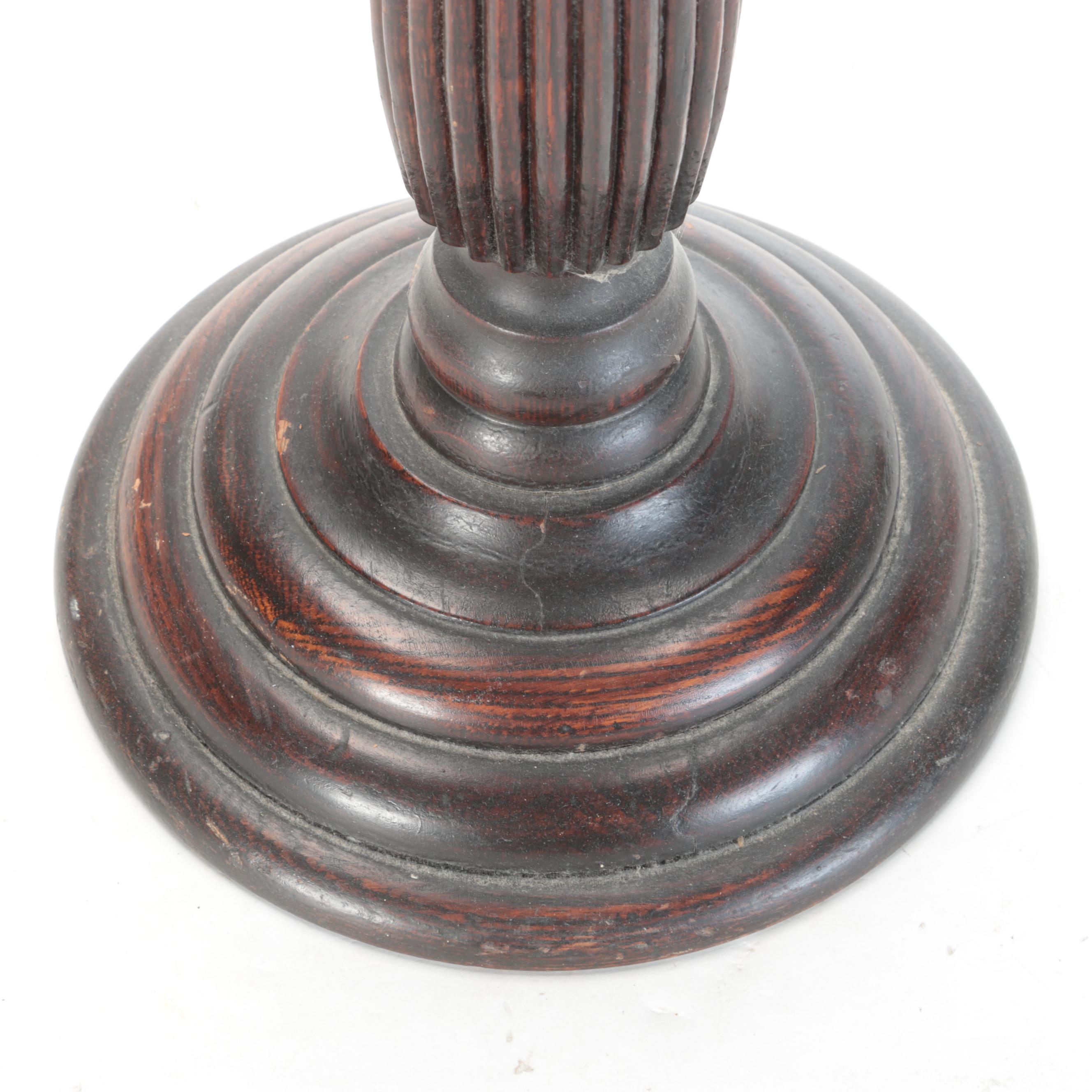 Victorian Turned Oak Pedestal, Mid to Late 19th Century