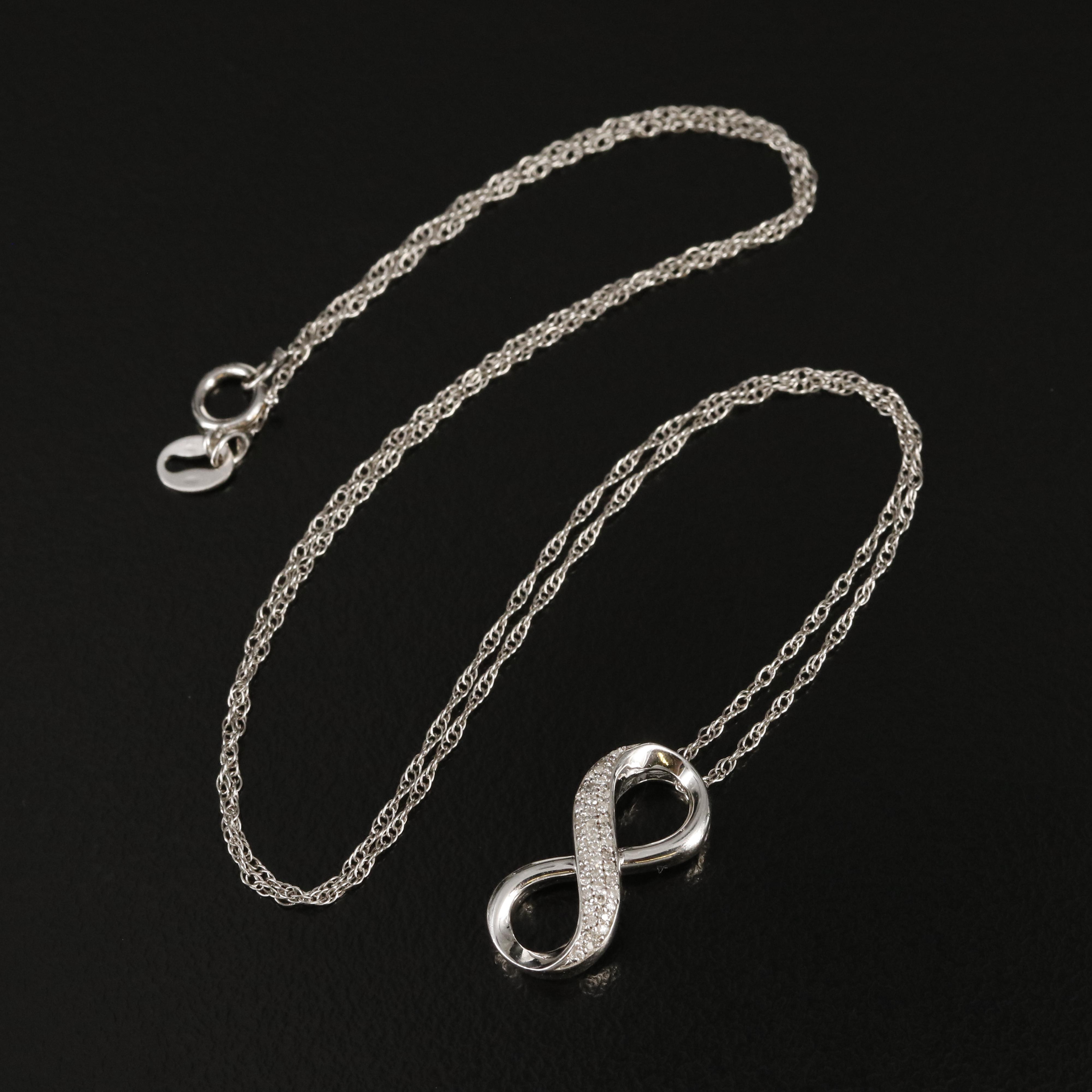 Sterling Diamond Infinity Pendant Necklace