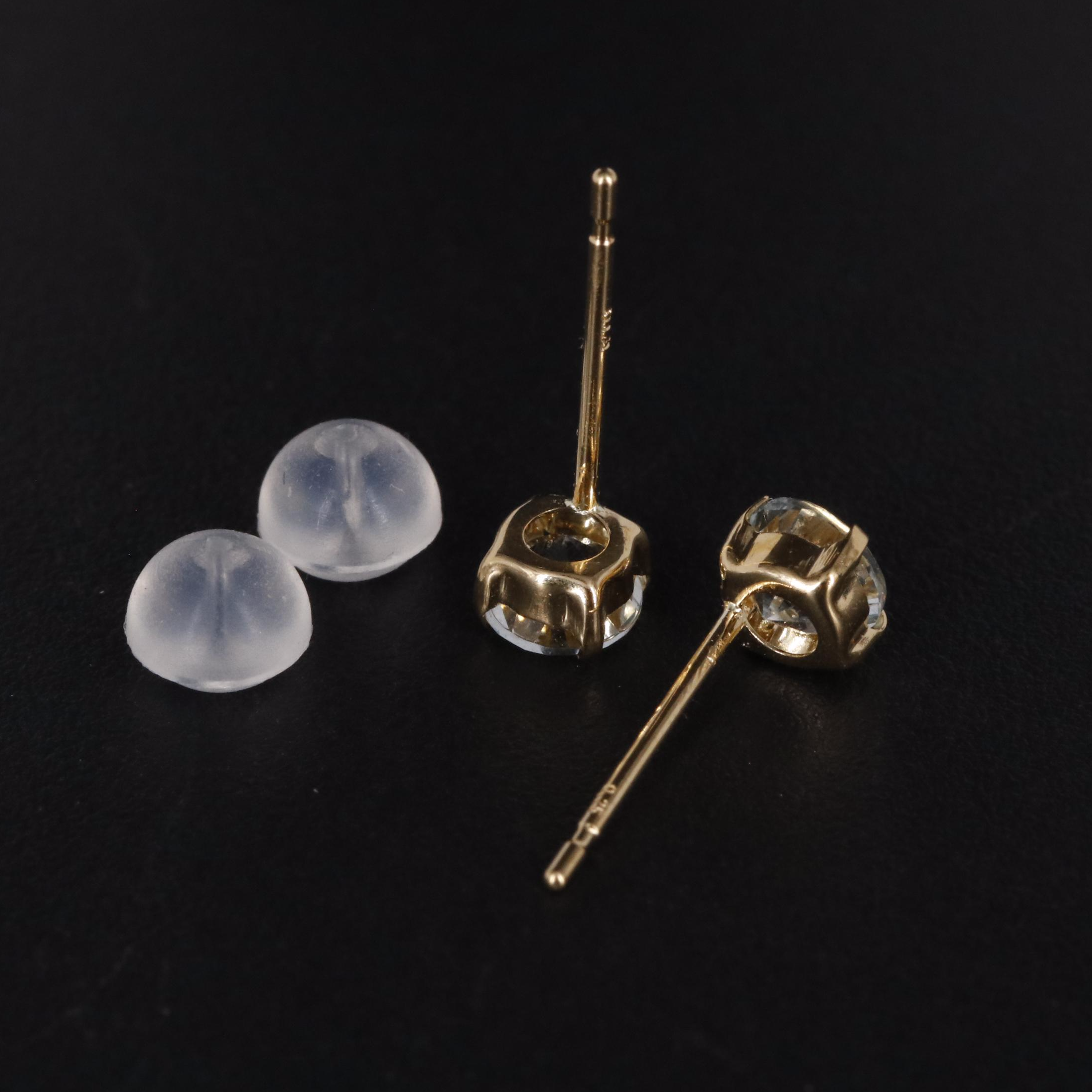 18K Aquamarine Stud Earrings