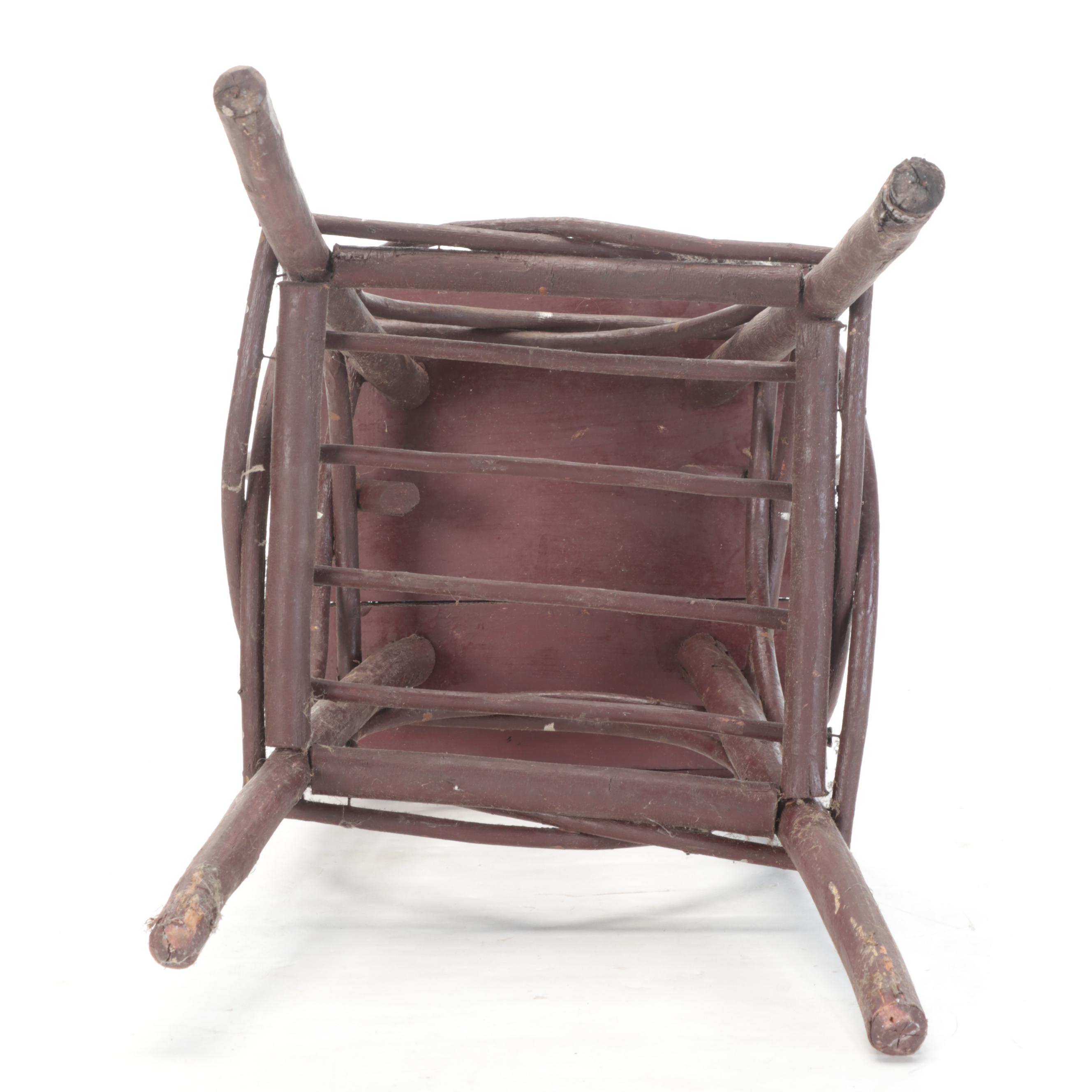 American Folk Art Painted Twig Smoking Stand, 20th Century