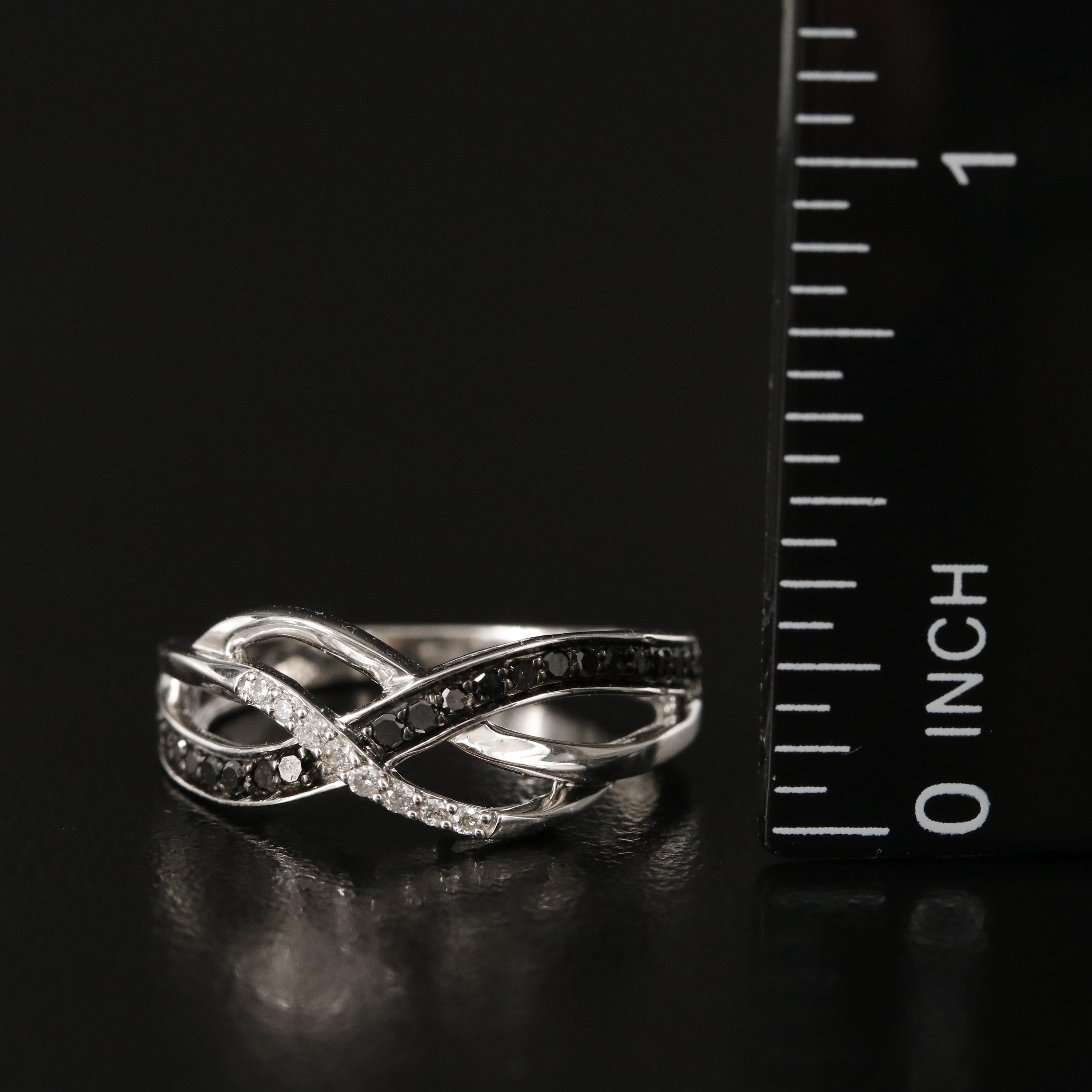 Sterling Diamond Crossover Ring