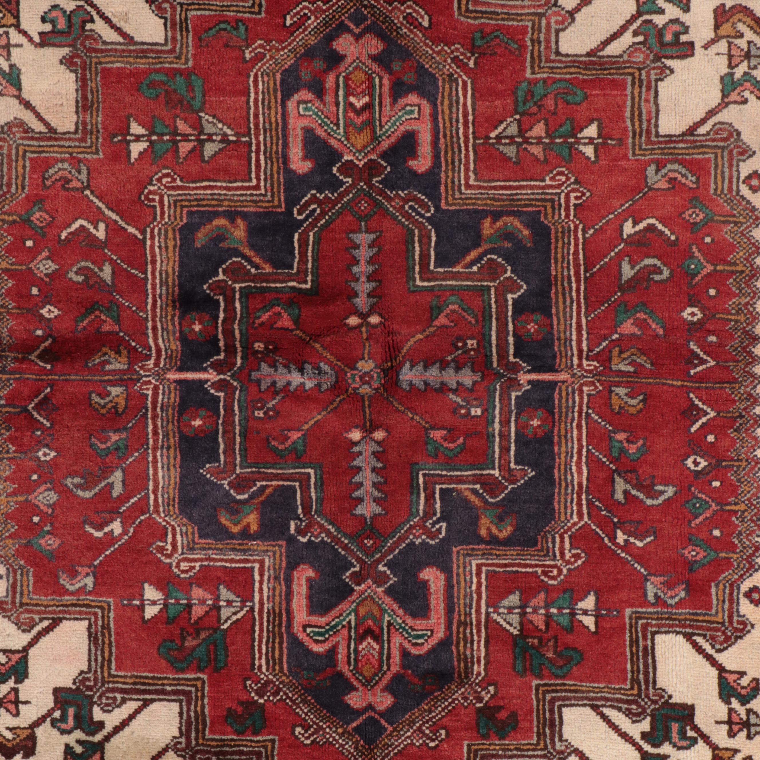 4'8 x 6'9 Hand-Knotted Persian Heriz Area Rug