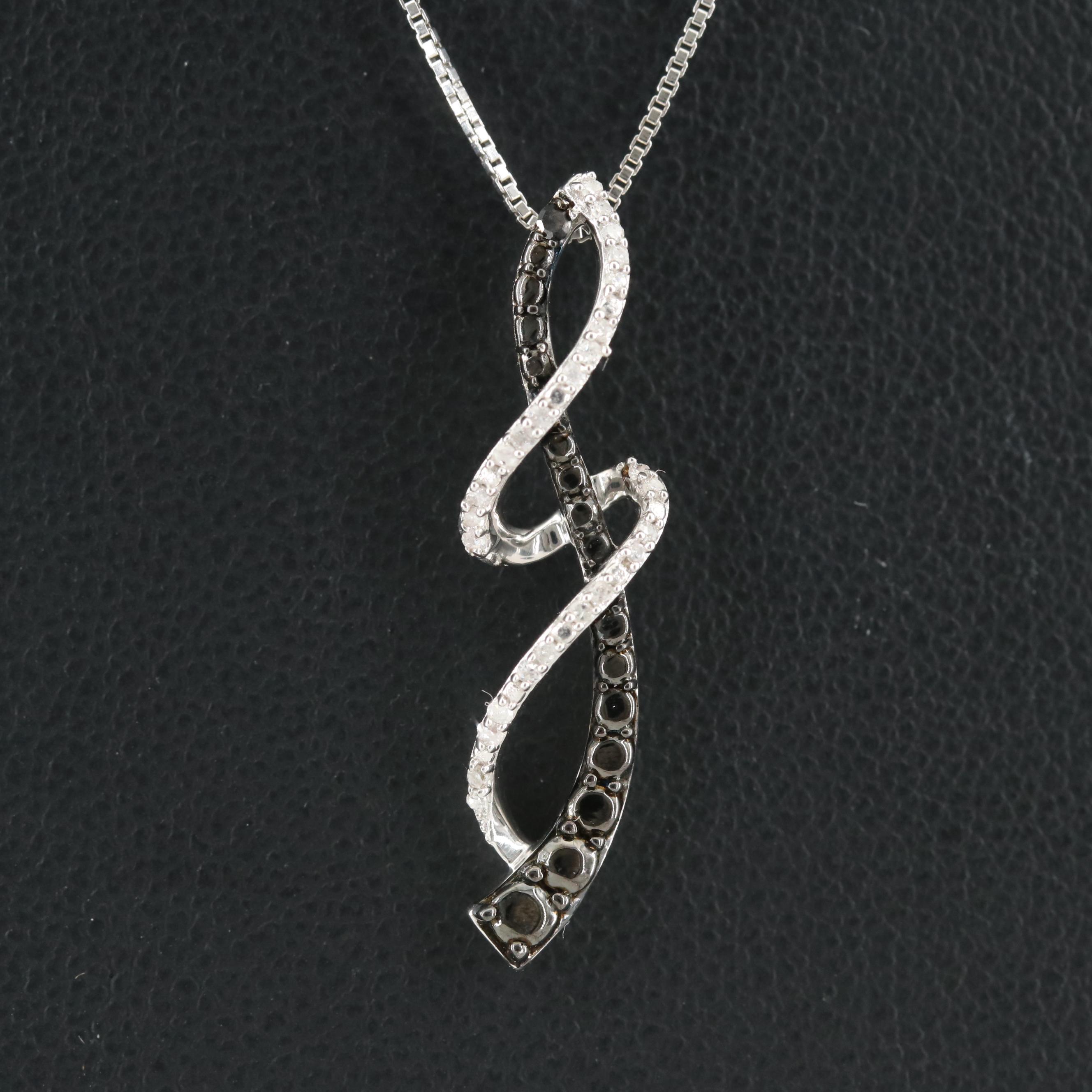 Sterling Diamond Twist Pendant Necklace