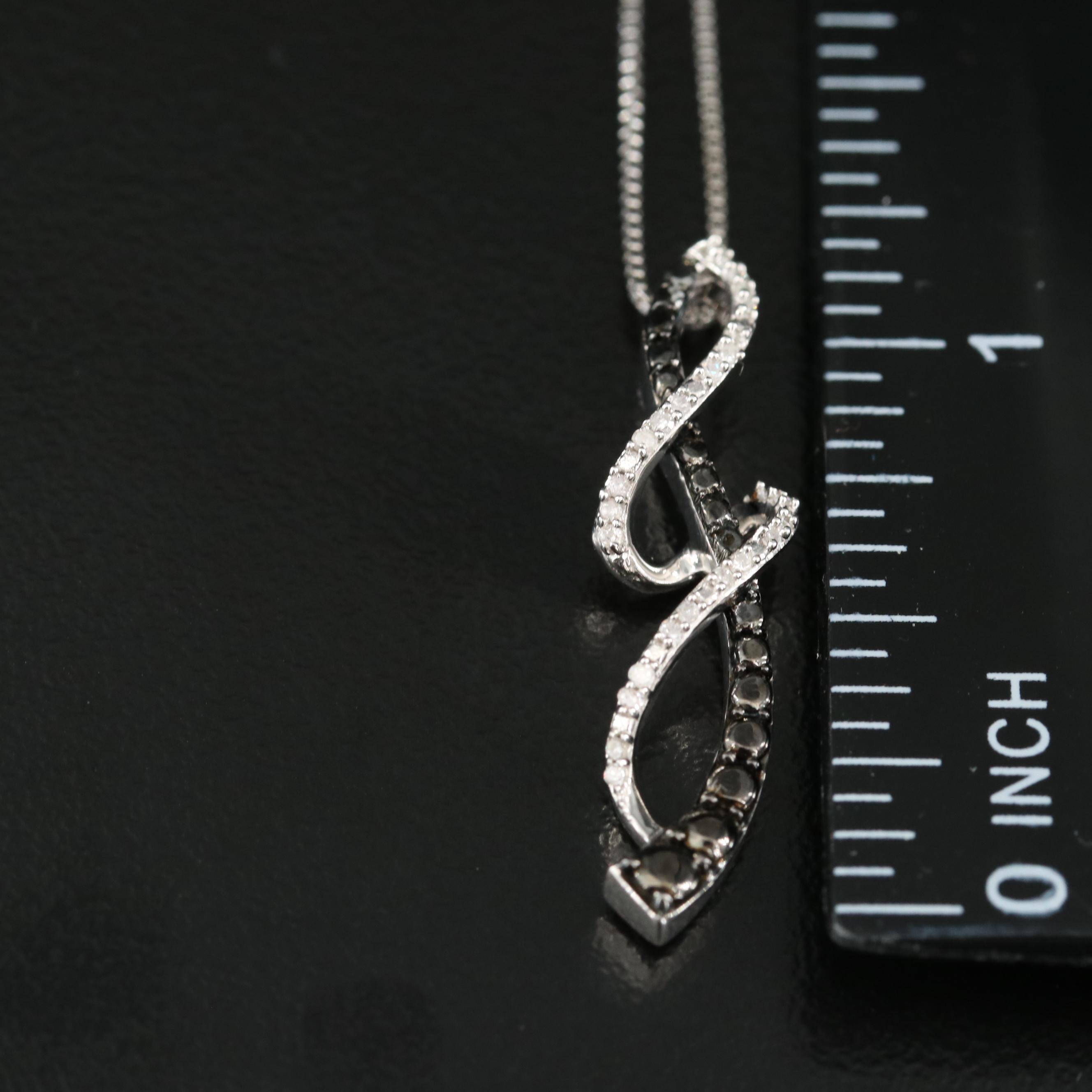 Sterling Diamond Twist Pendant Necklace