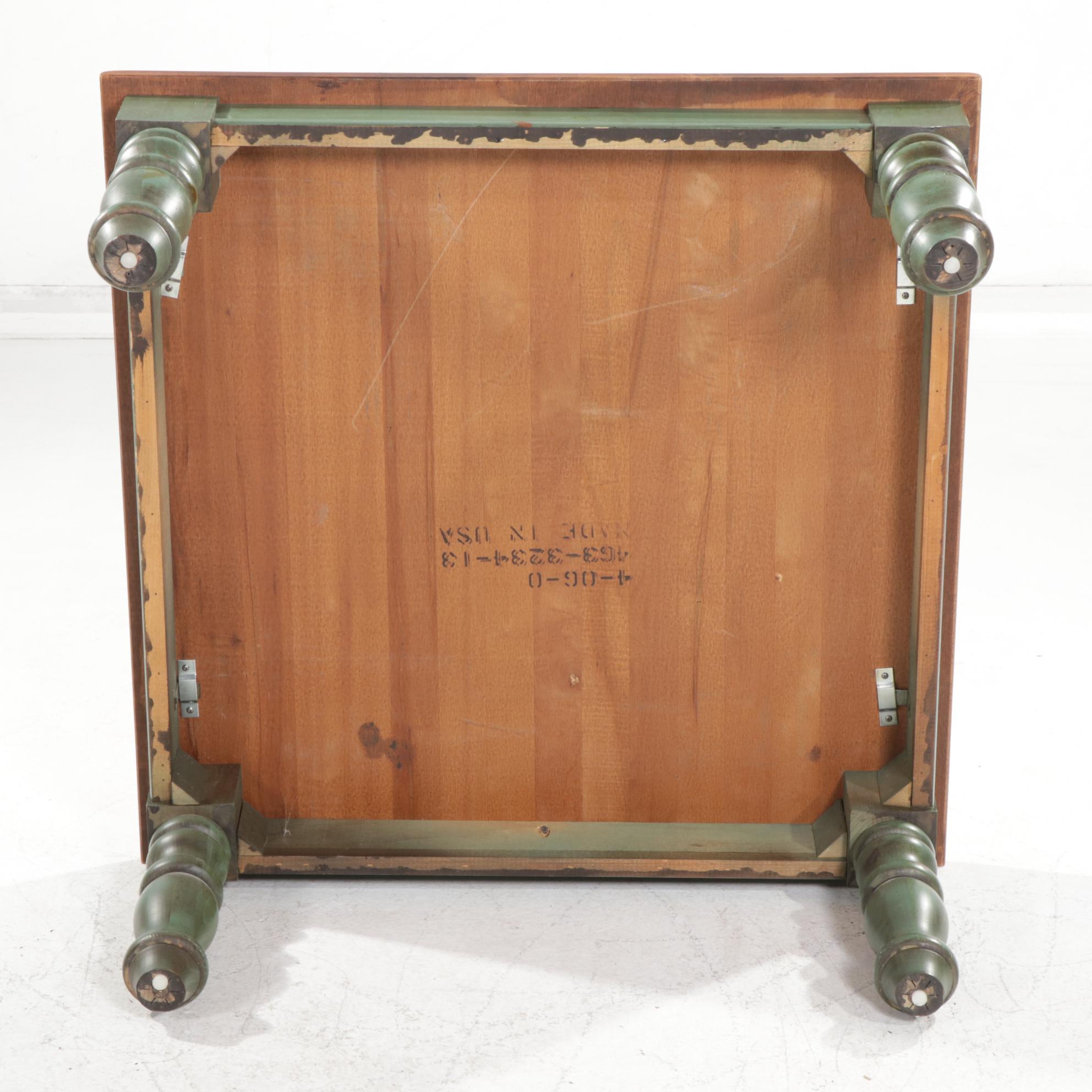 Maple Coffee Table with Green-Stained Turned Legs, 21st Century