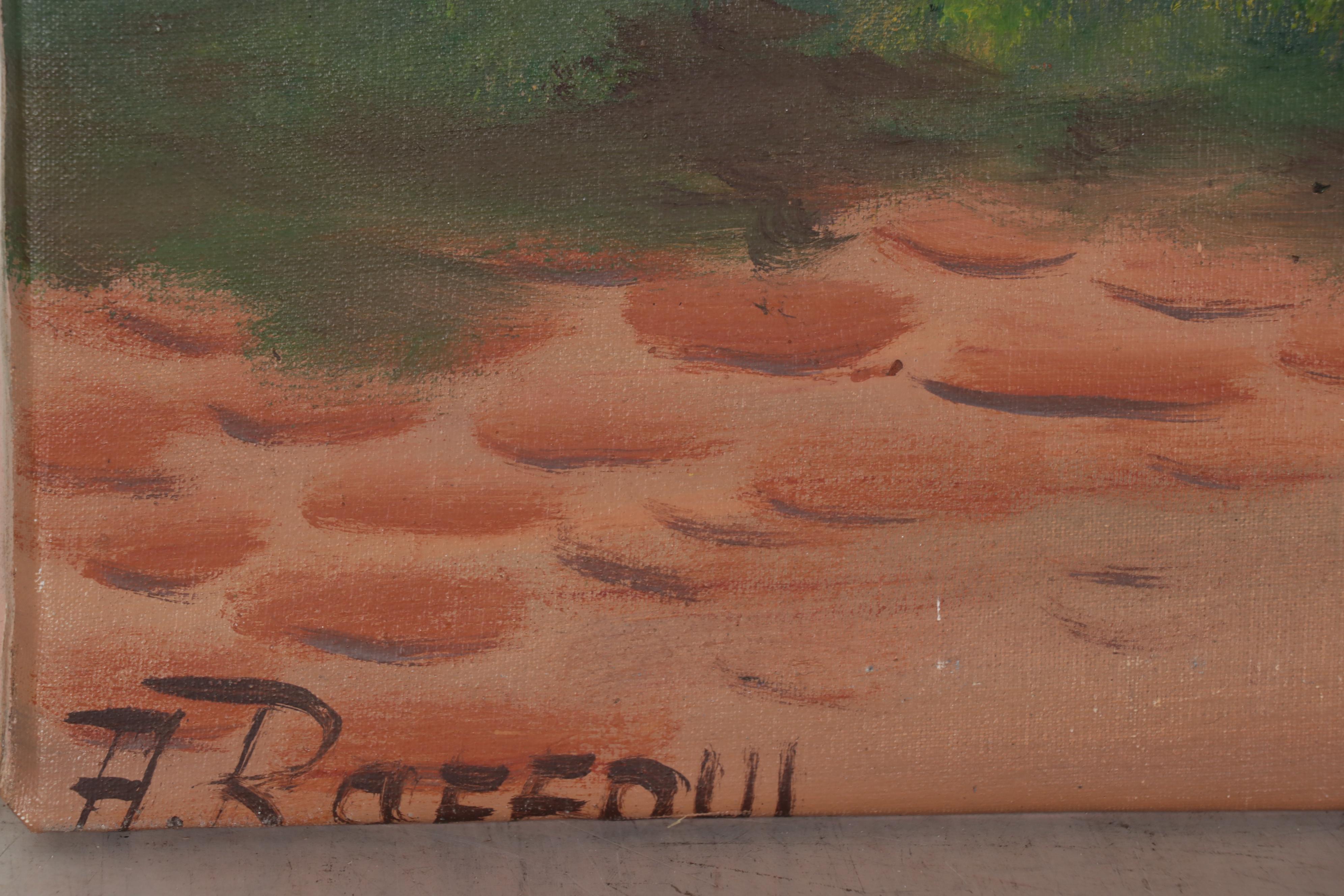 A. Raffoul Mexican City Scene Oil Painting