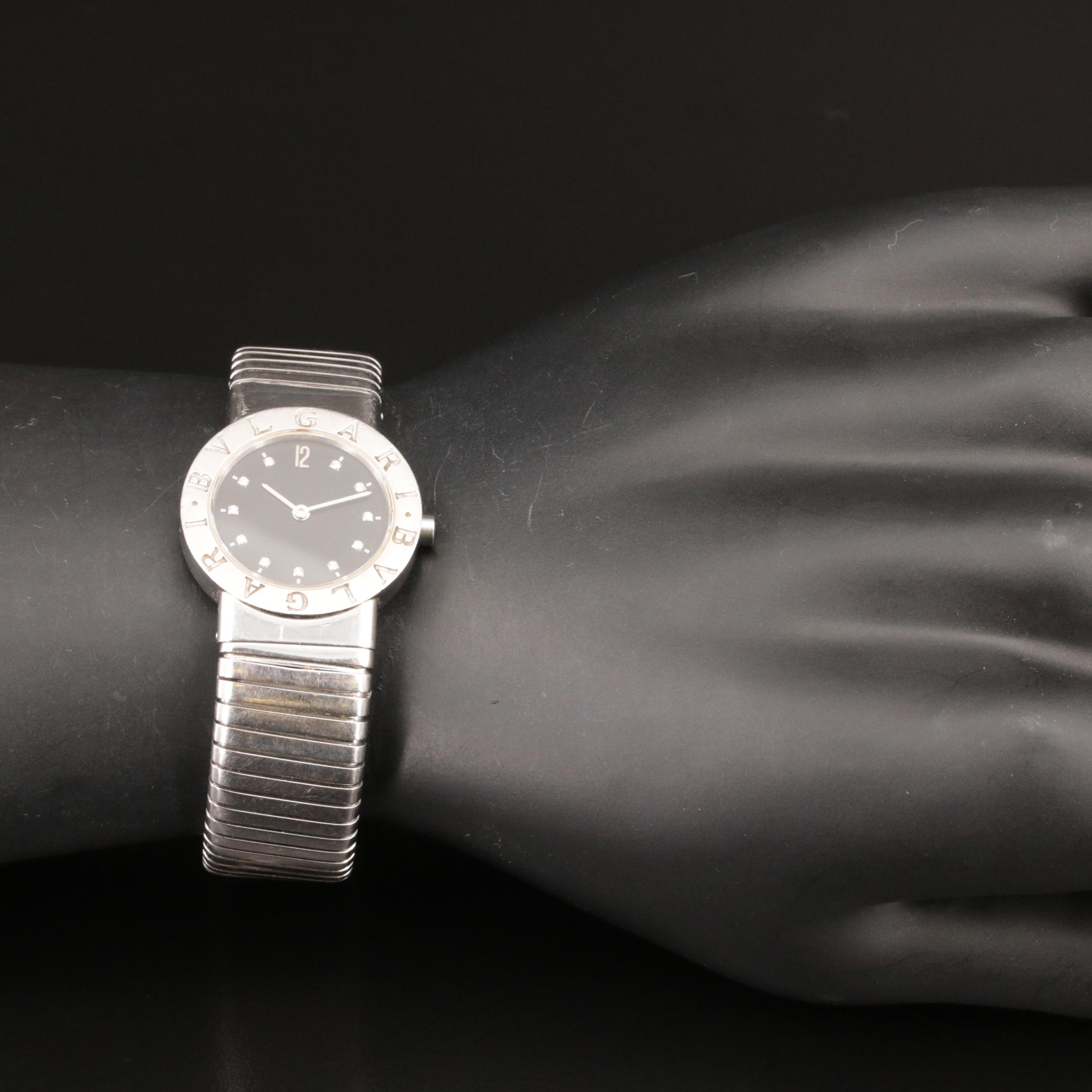 BVLGARI Tubogas Stainless Steel, Diamond Dial Watch