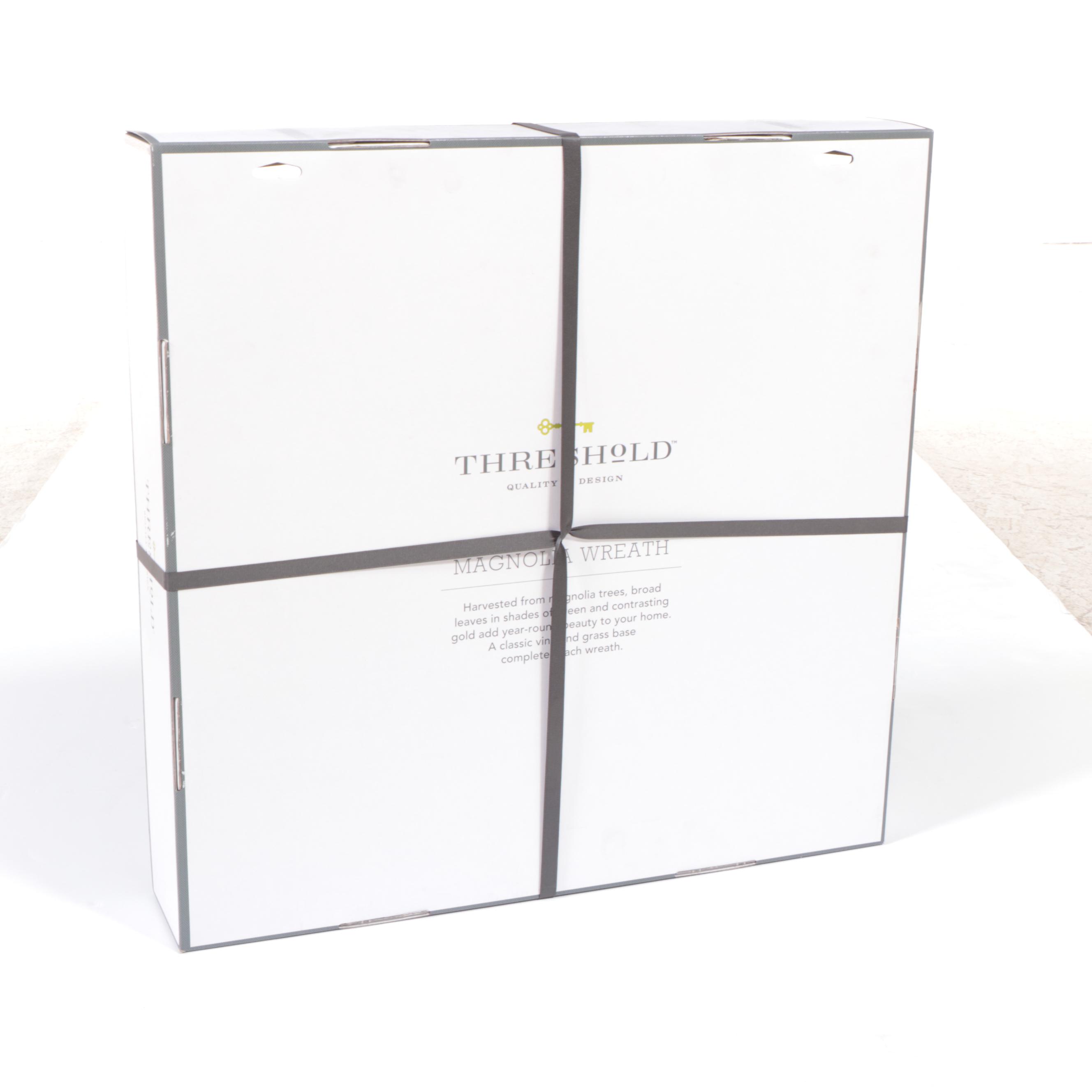 Threshold with Studio McGee Dome Chandelier, Magnolia Wreath and Mantel Mirror