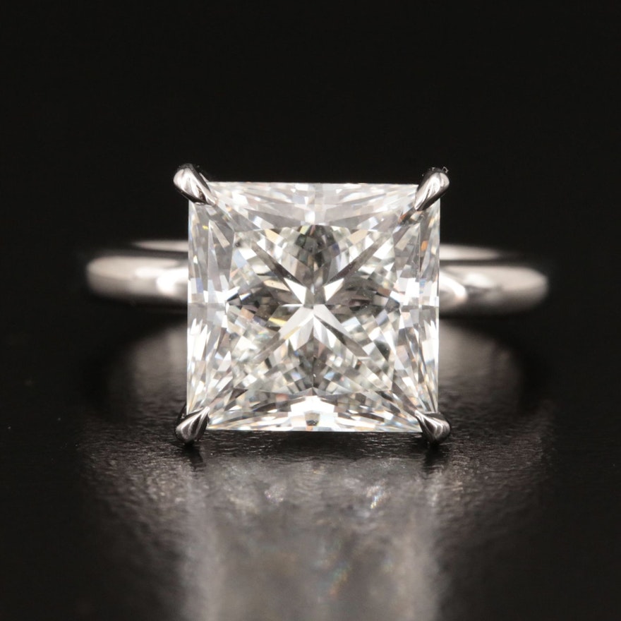 Platinum 6.05 CT Lab Grown Diamond Solitaire Ring with Online Digital IGI Report