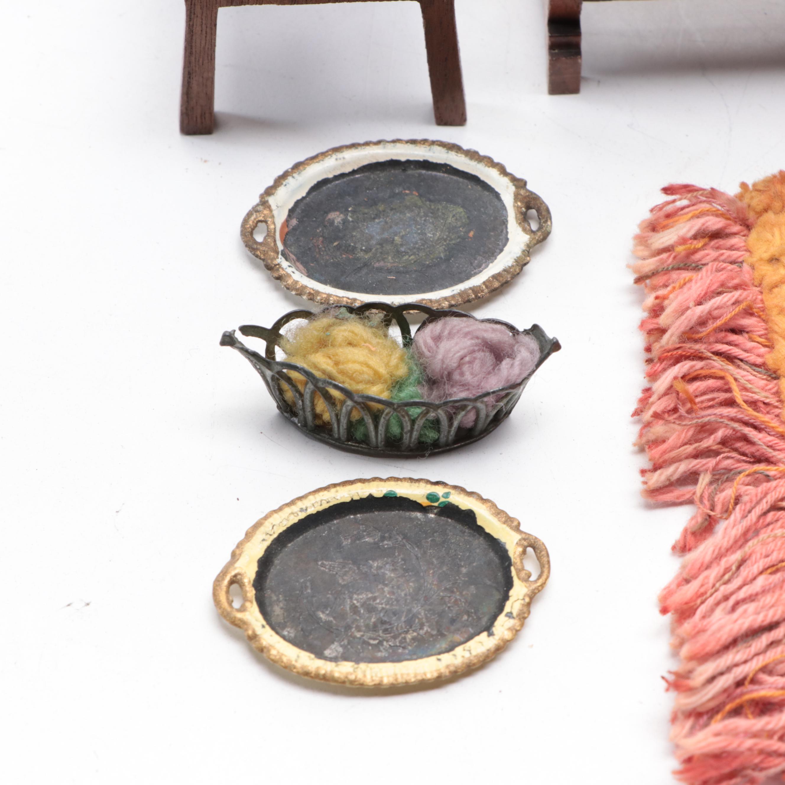 Wooden Dollhouse Furniture and Accessories, Mid to Late 20th Century