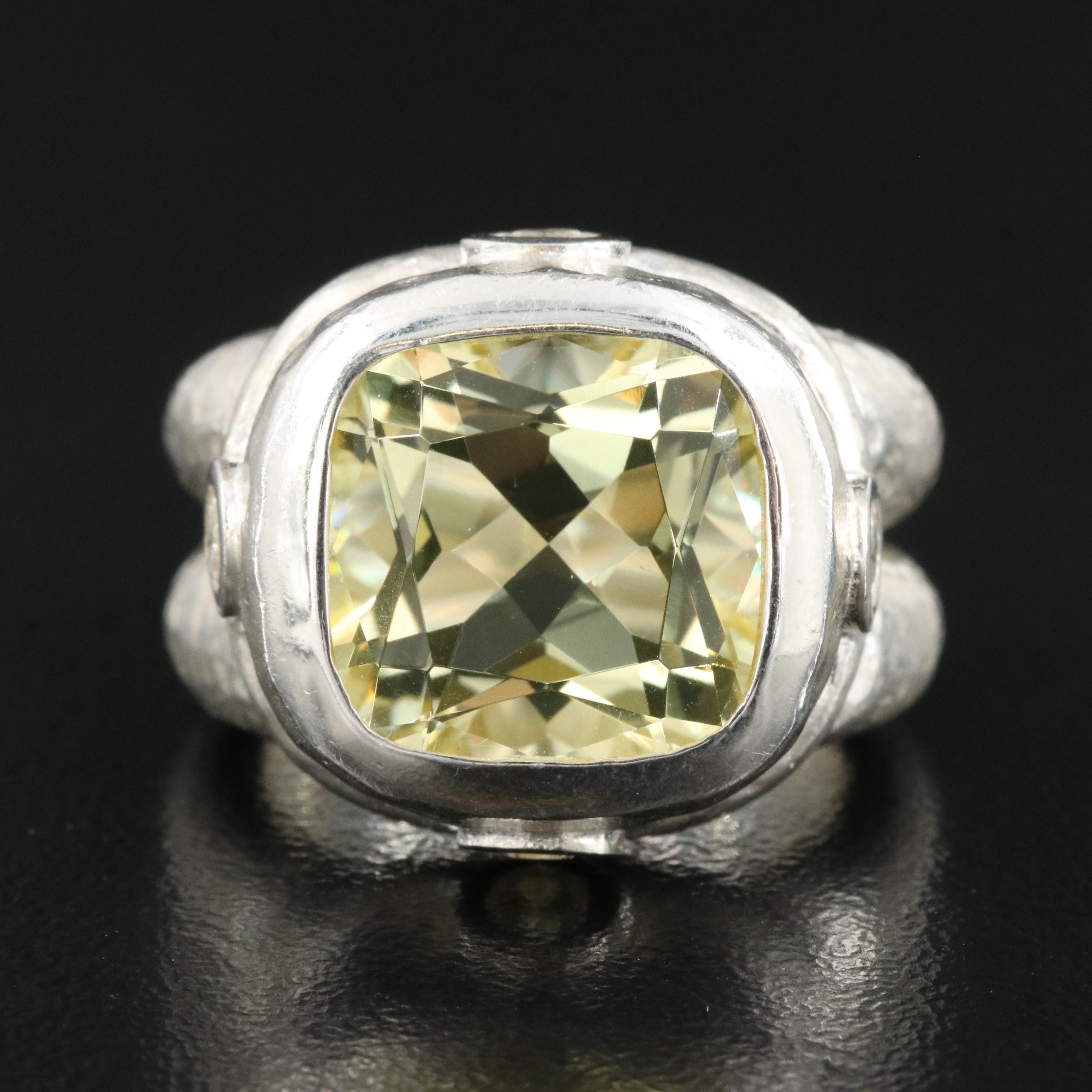 SeidenGang Sterling Citrine and Cubic Zirconia Ring