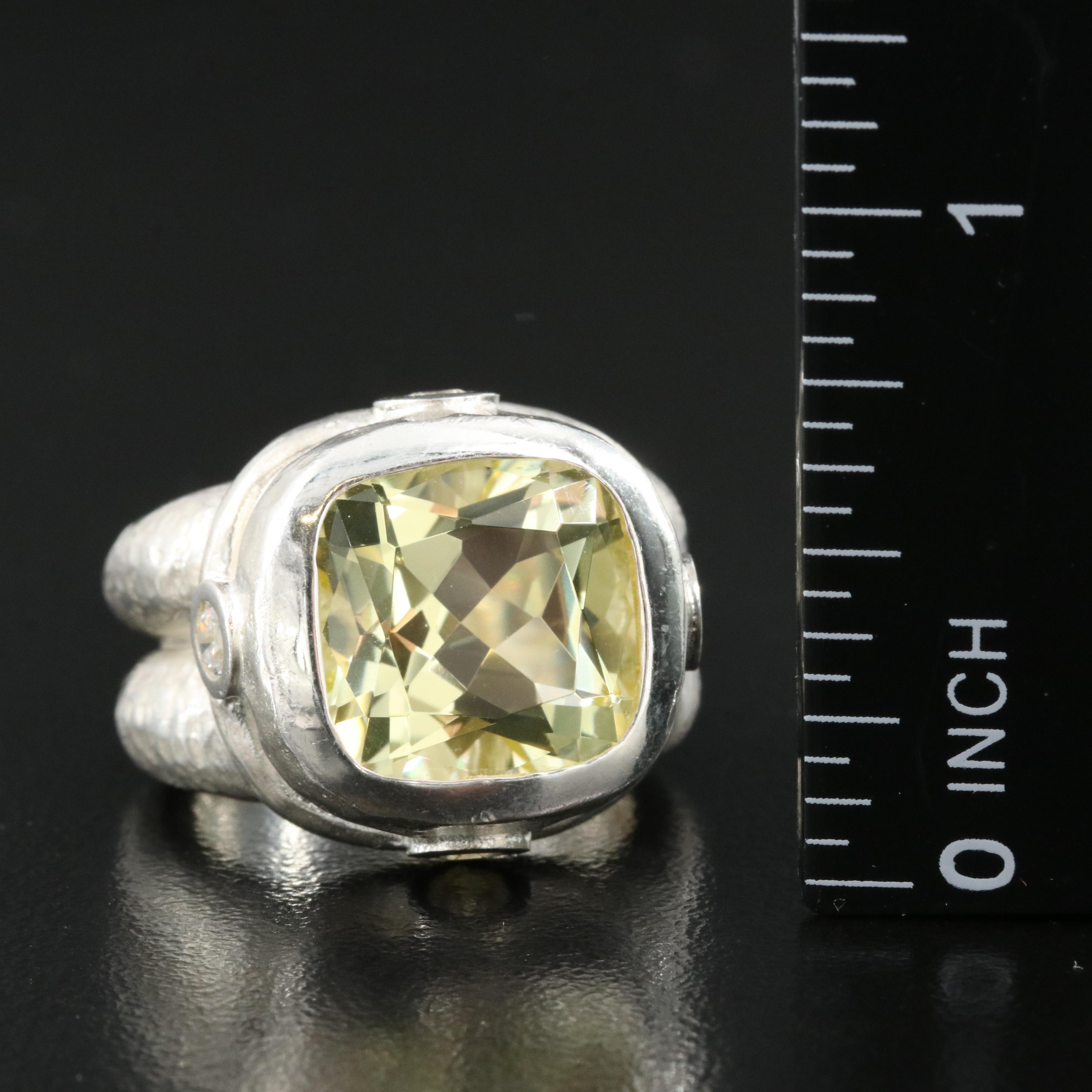 SeidenGang Sterling Citrine and Cubic Zirconia Ring