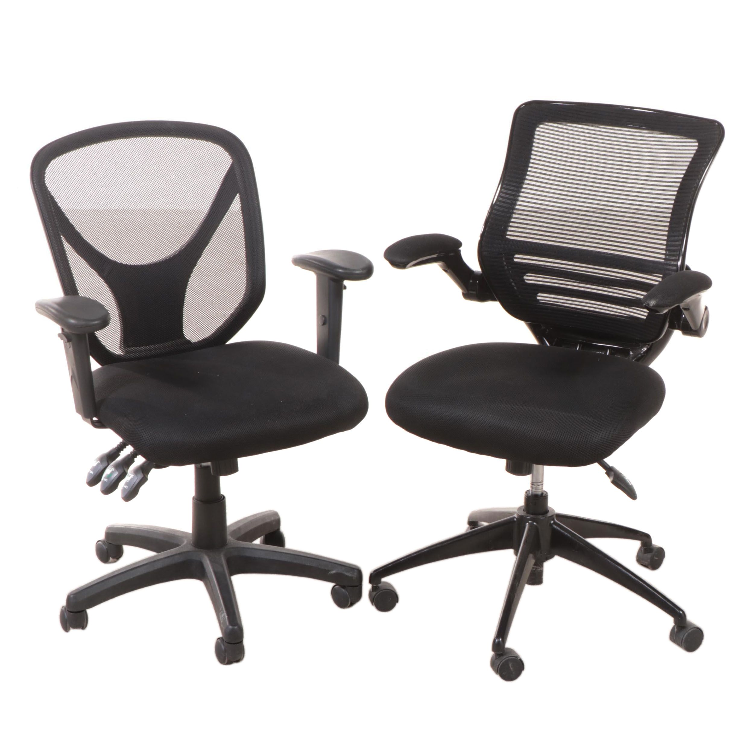 Two Contemporary Adjustable Mesh-Back Office Desk Chairs