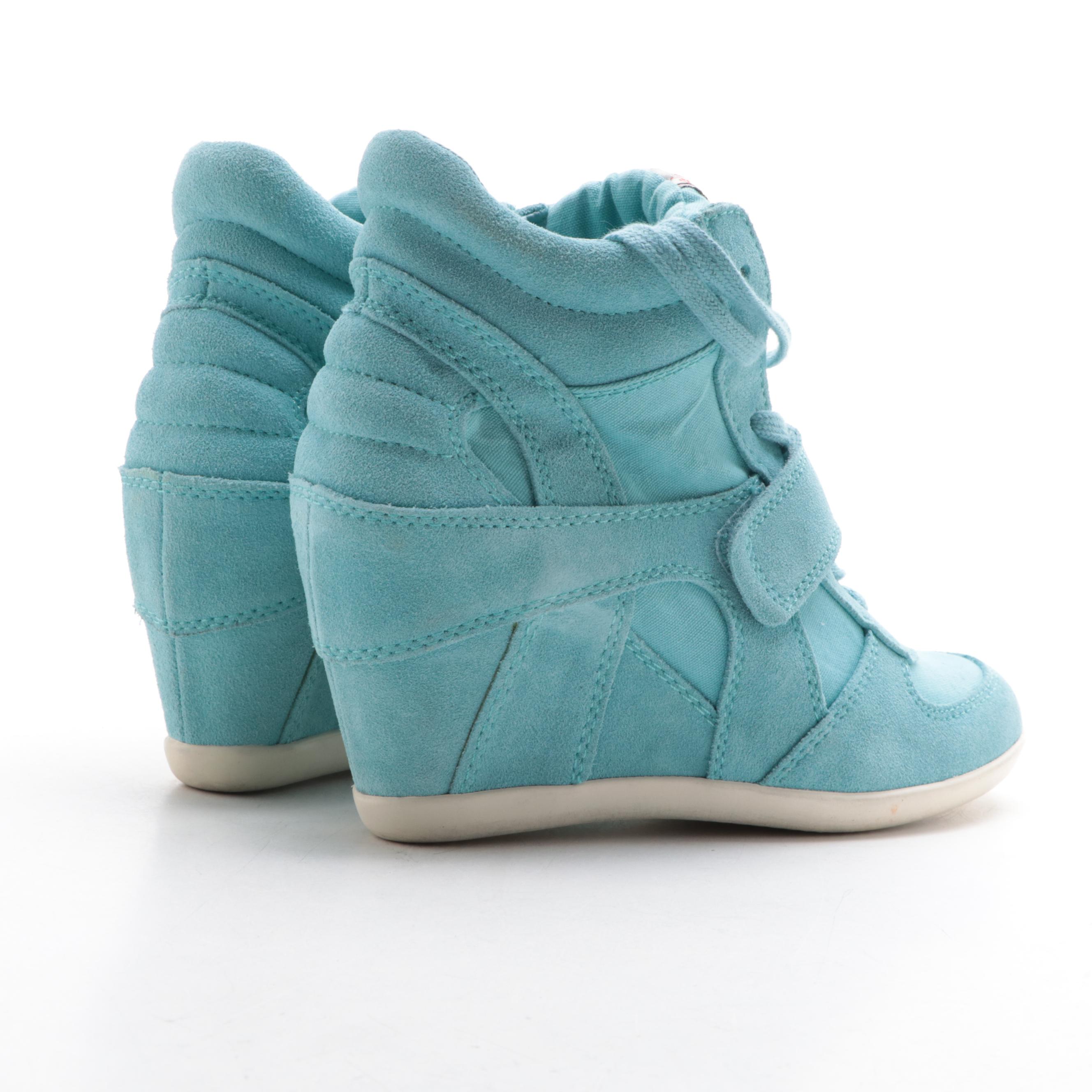 Ash Limited Wedge Sneakers in Suede and Canvas