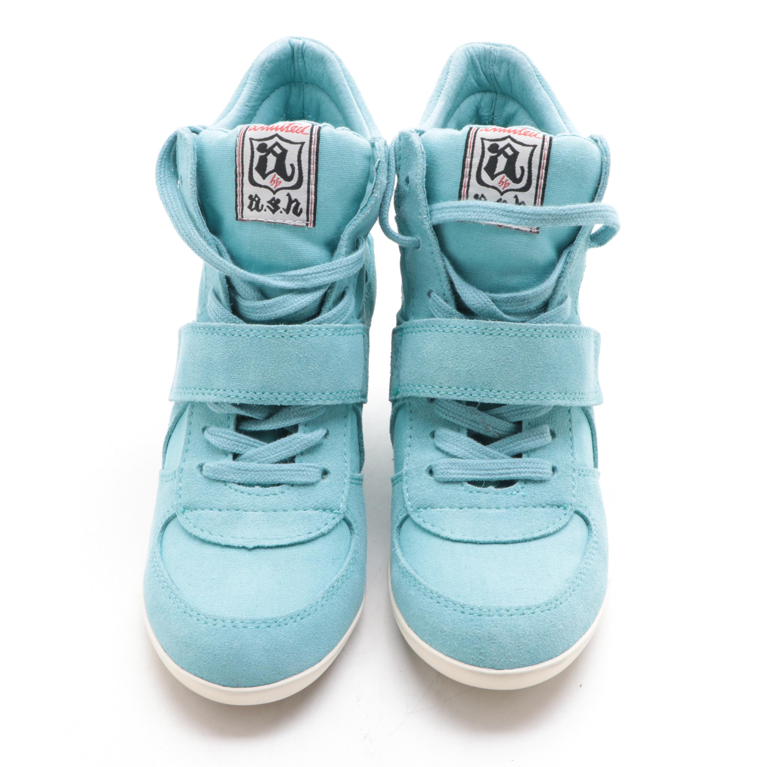 Ash Limited Wedge Sneakers in Suede and Canvas