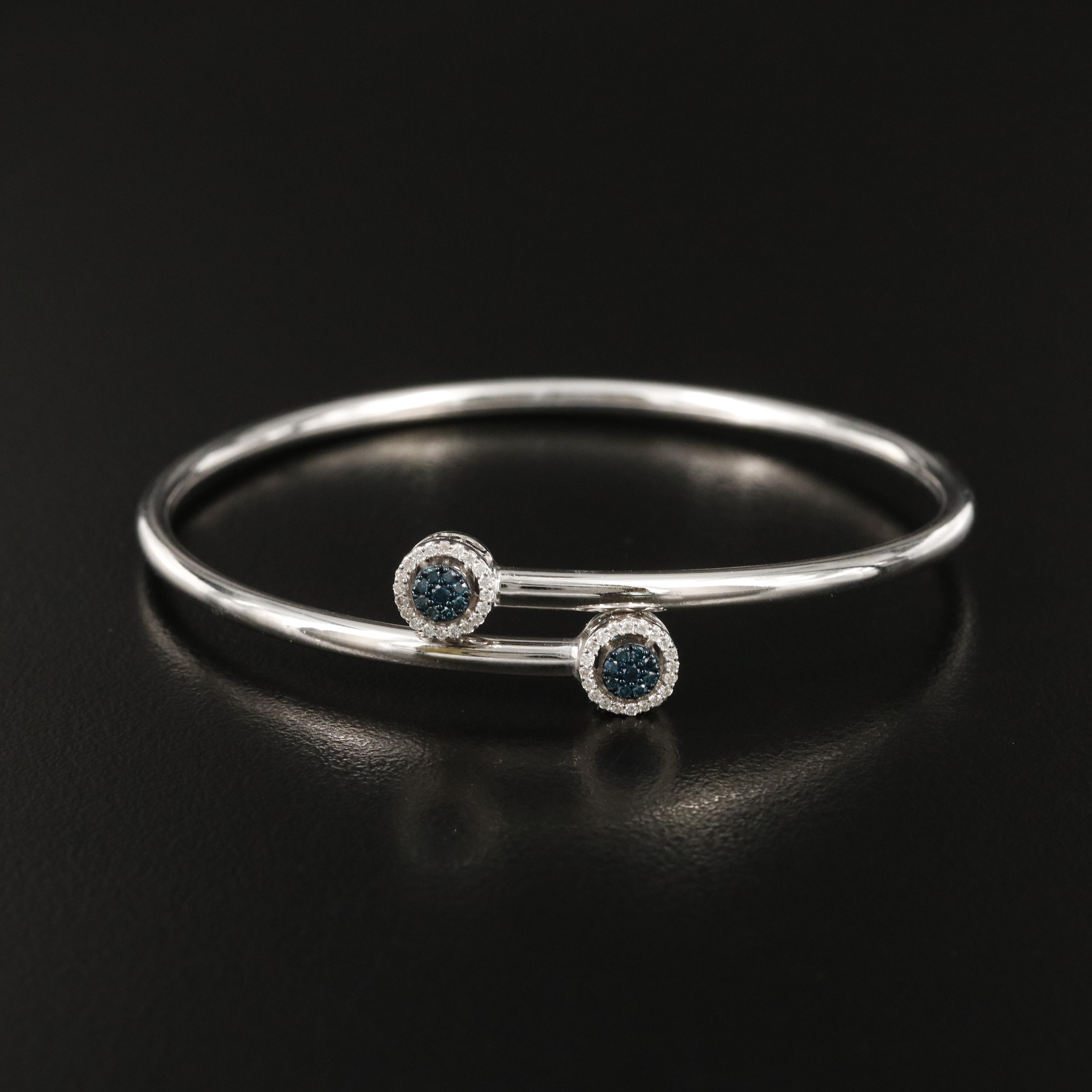 Sterling Diamond Bypass Cuff