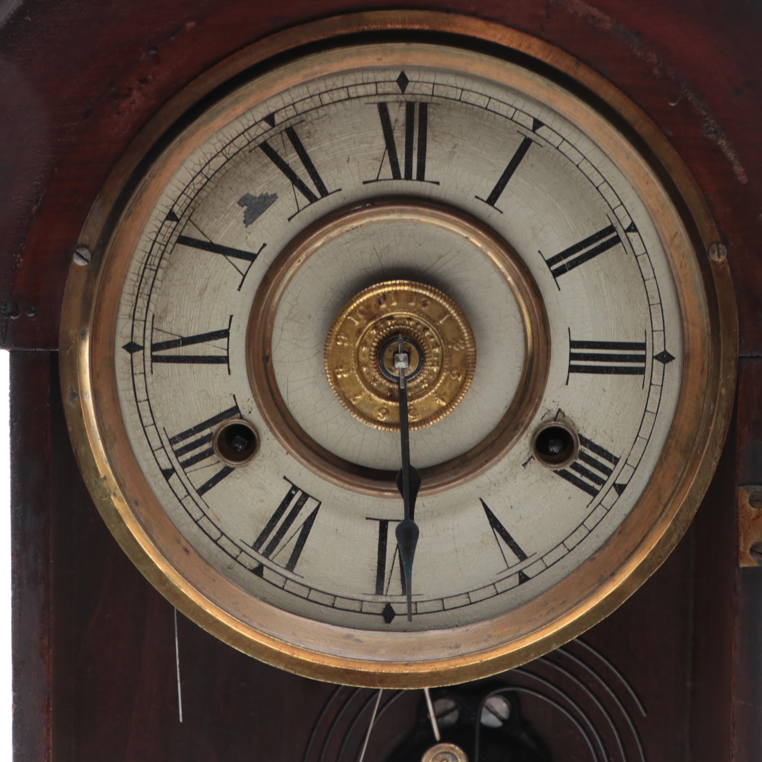 New Haven Clock Co. Mahogany Eight Day Mantel Clock, Late 19th Century