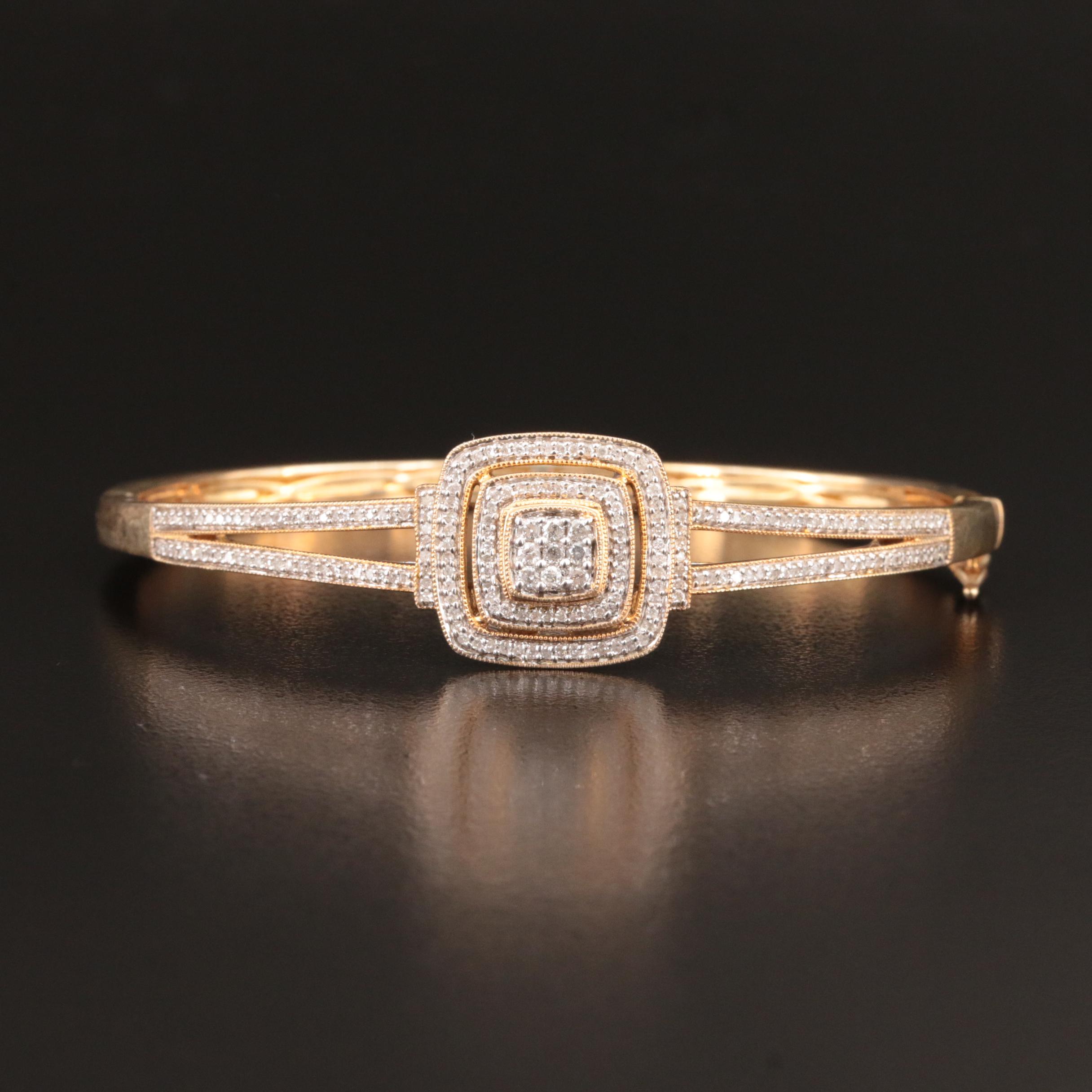 Sterling Diamond Hinged Bangle