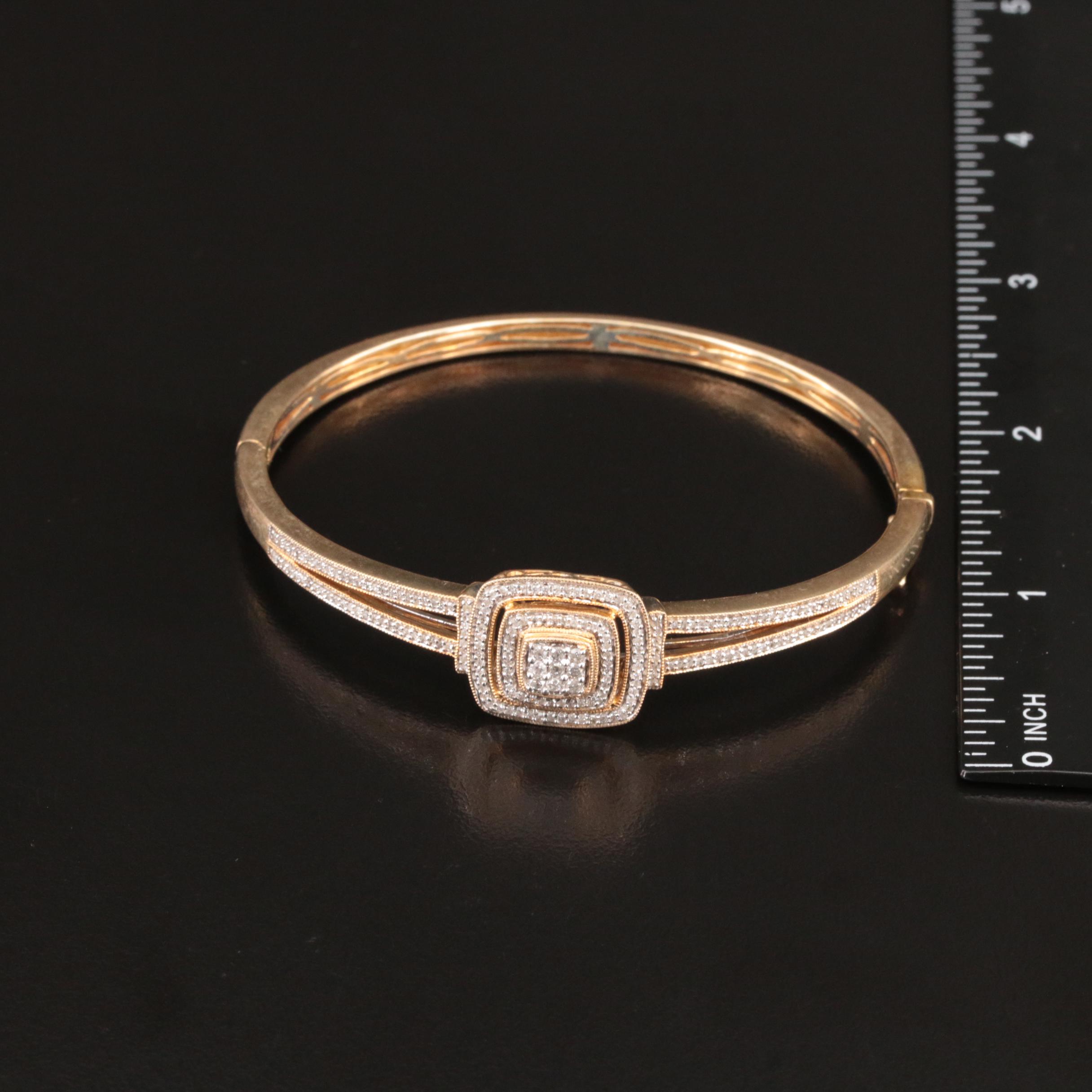 Sterling Diamond Hinged Bangle