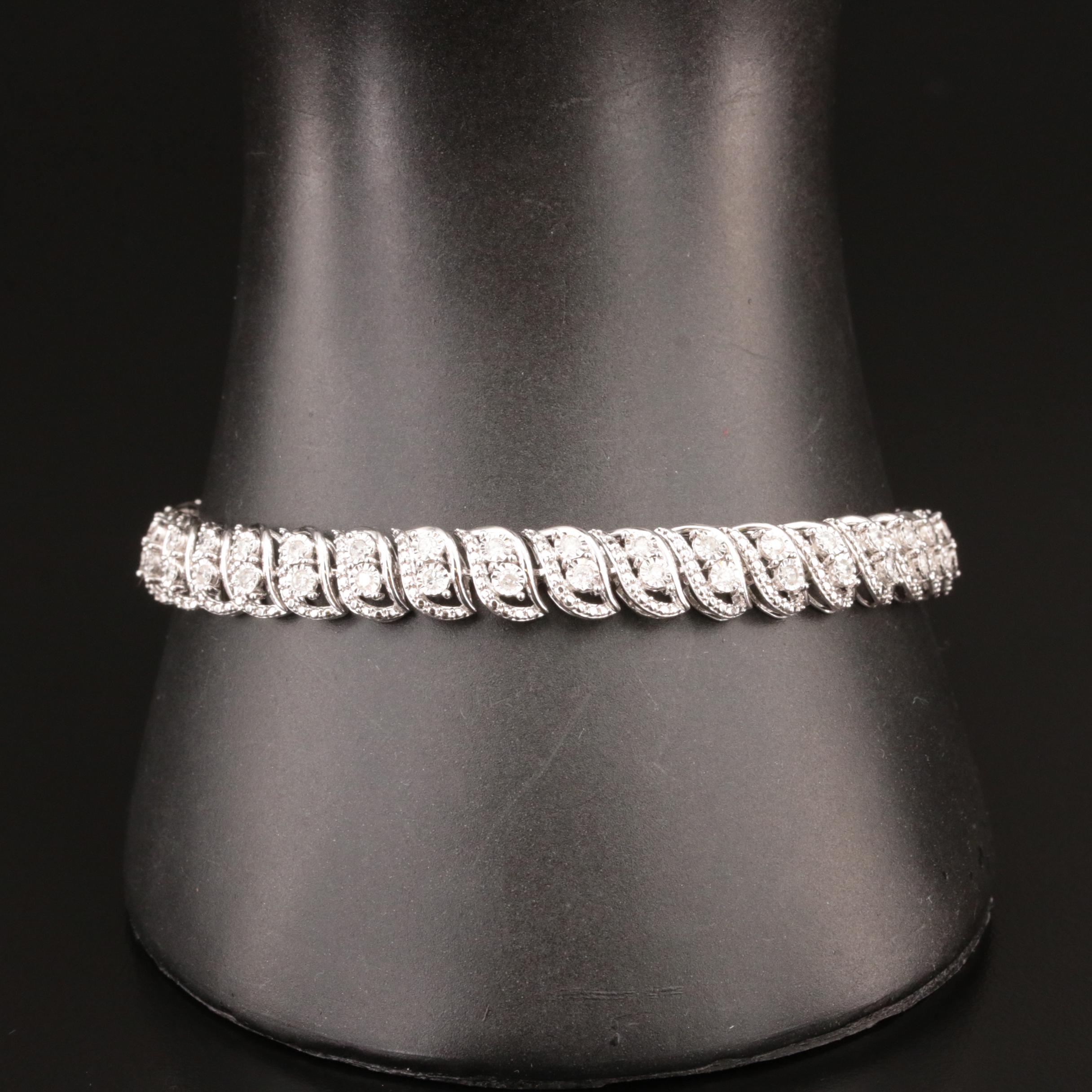Sterling 1.02 CTW Diamond Bracelet