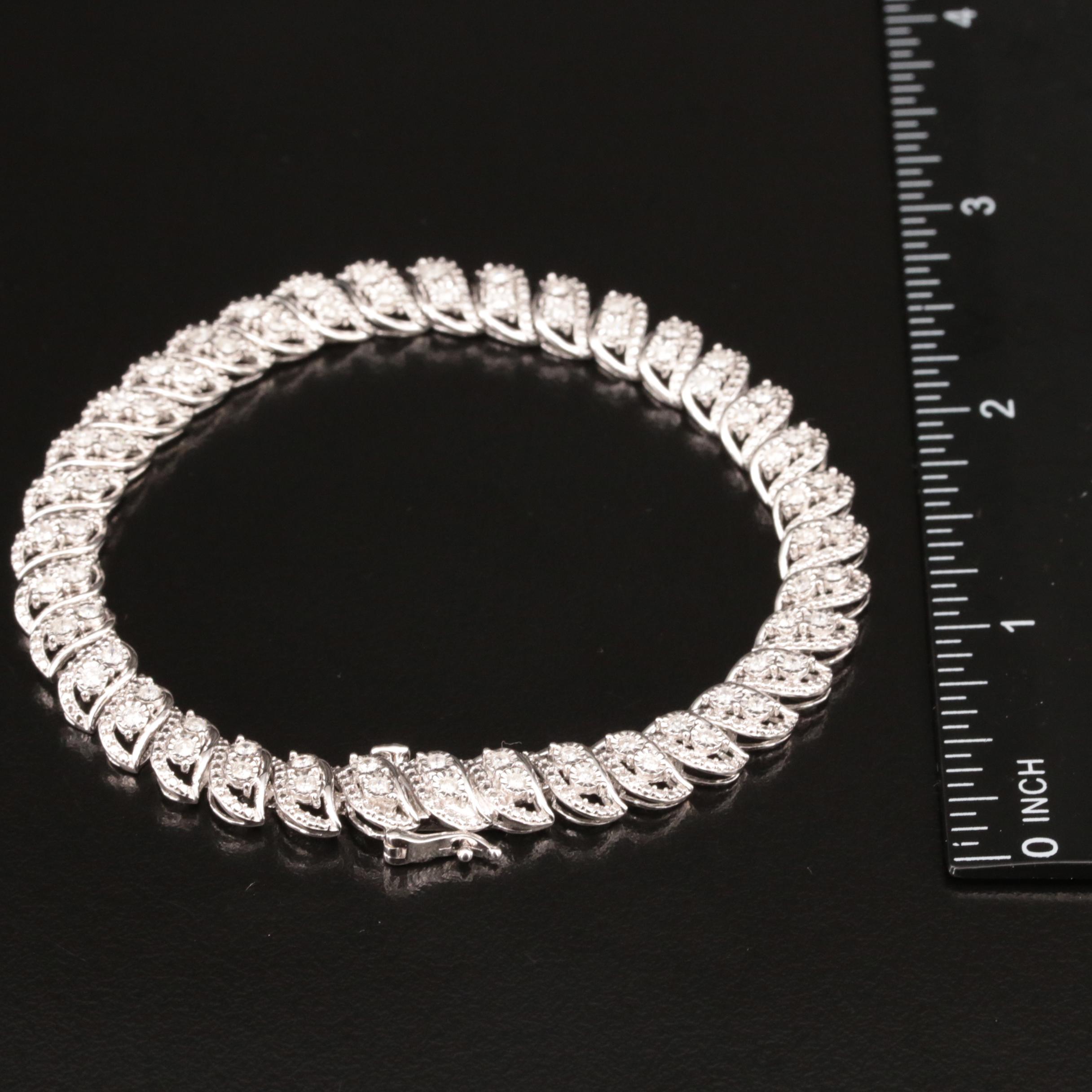 Sterling 1.02 CTW Diamond Bracelet
