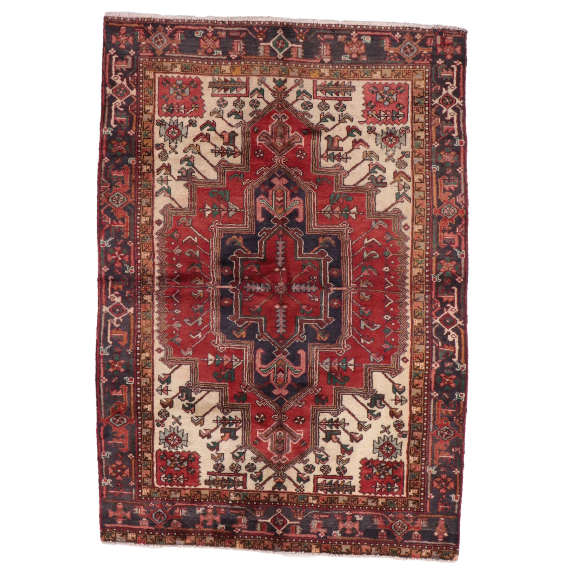 4'8 x 6'9 Hand-Knotted Persian Heriz Area Rug