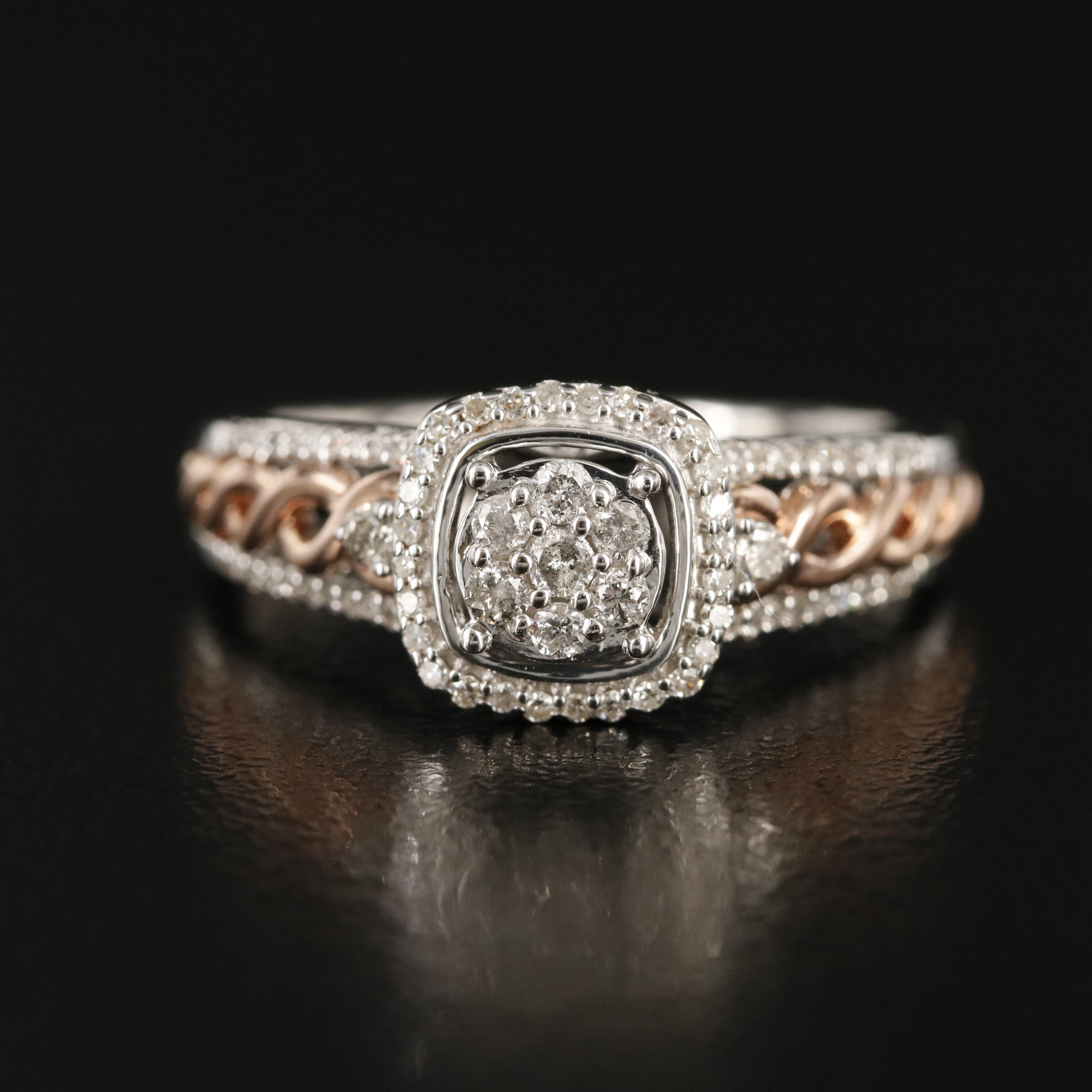Sterling Diamond Cluster Ring