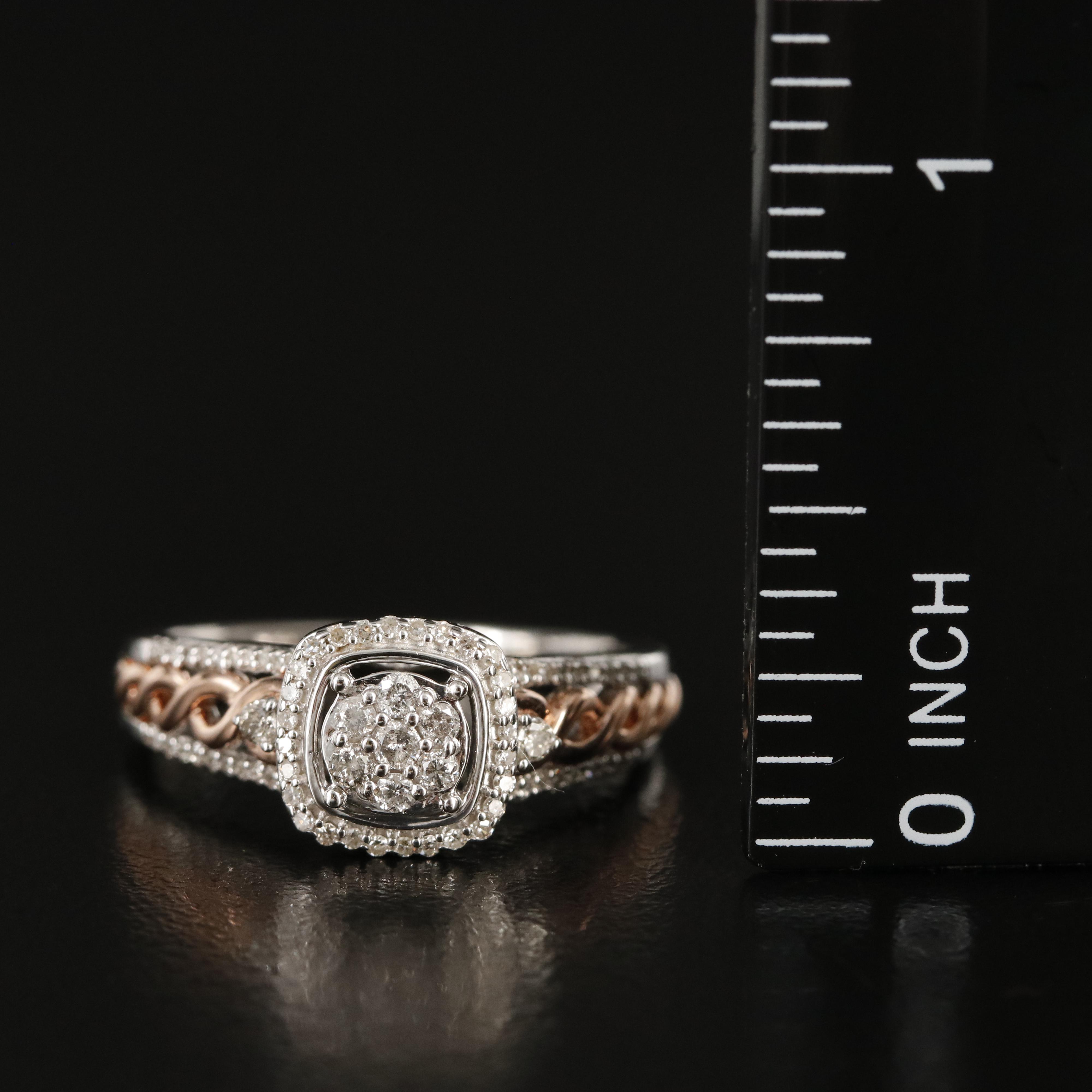 Sterling Diamond Cluster Ring