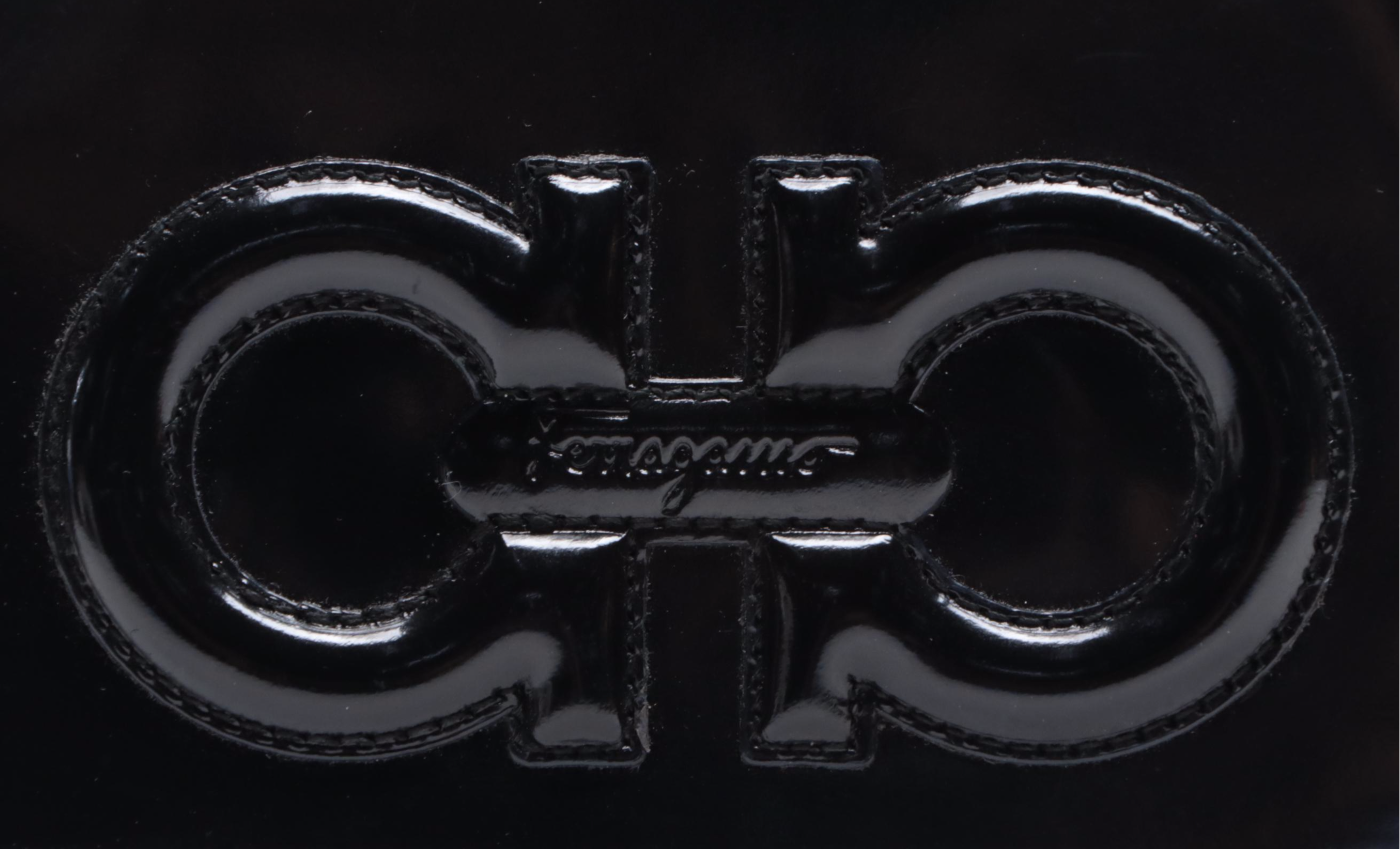 Salvatore Ferragamo Gancini Zip Pouch in Leather and Patent Leather