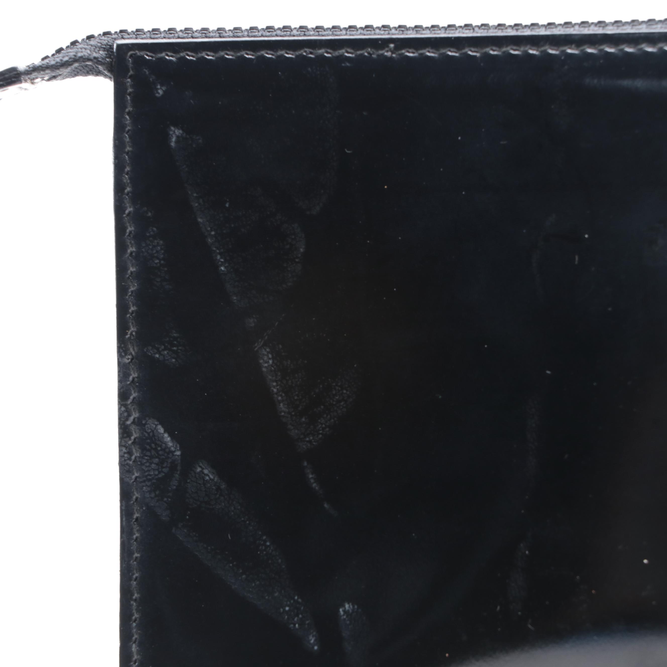 Salvatore Ferragamo Gancini Zip Pouch in Leather and Patent Leather