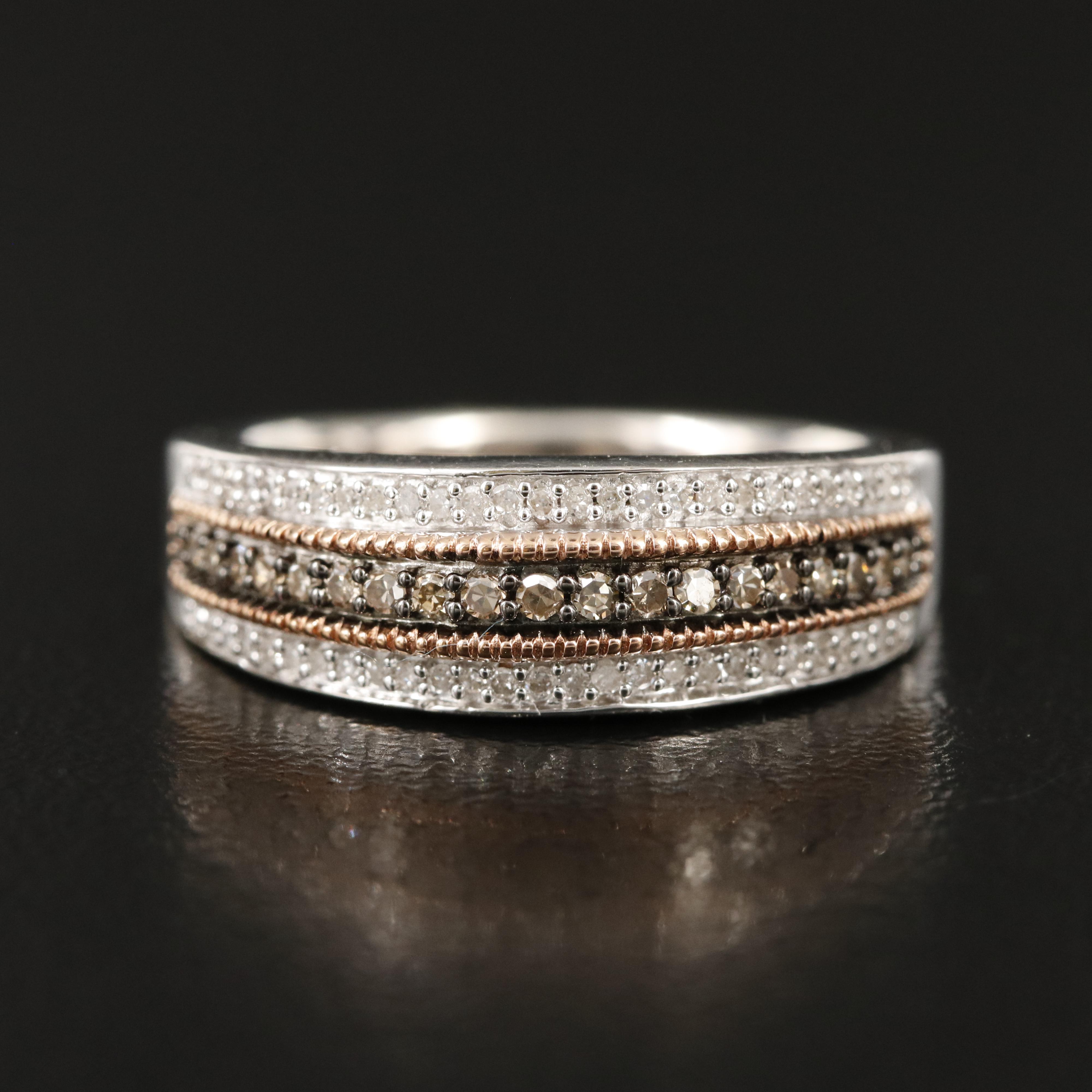 Sterling Diamond Multi-Row Band