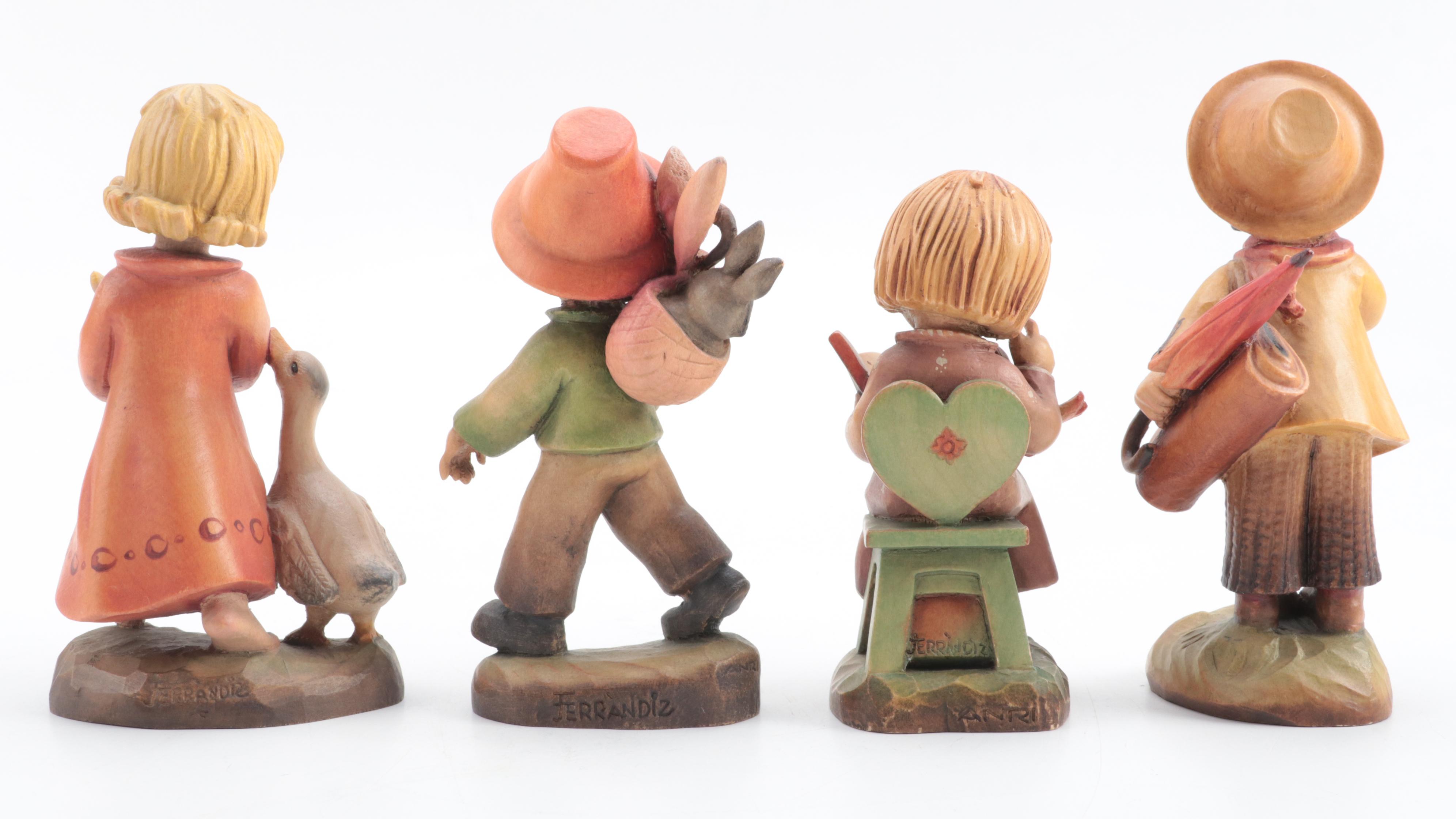 Anri "Wanderlust", "Introduction" and More Italian Carved Figures, Late 20th C.