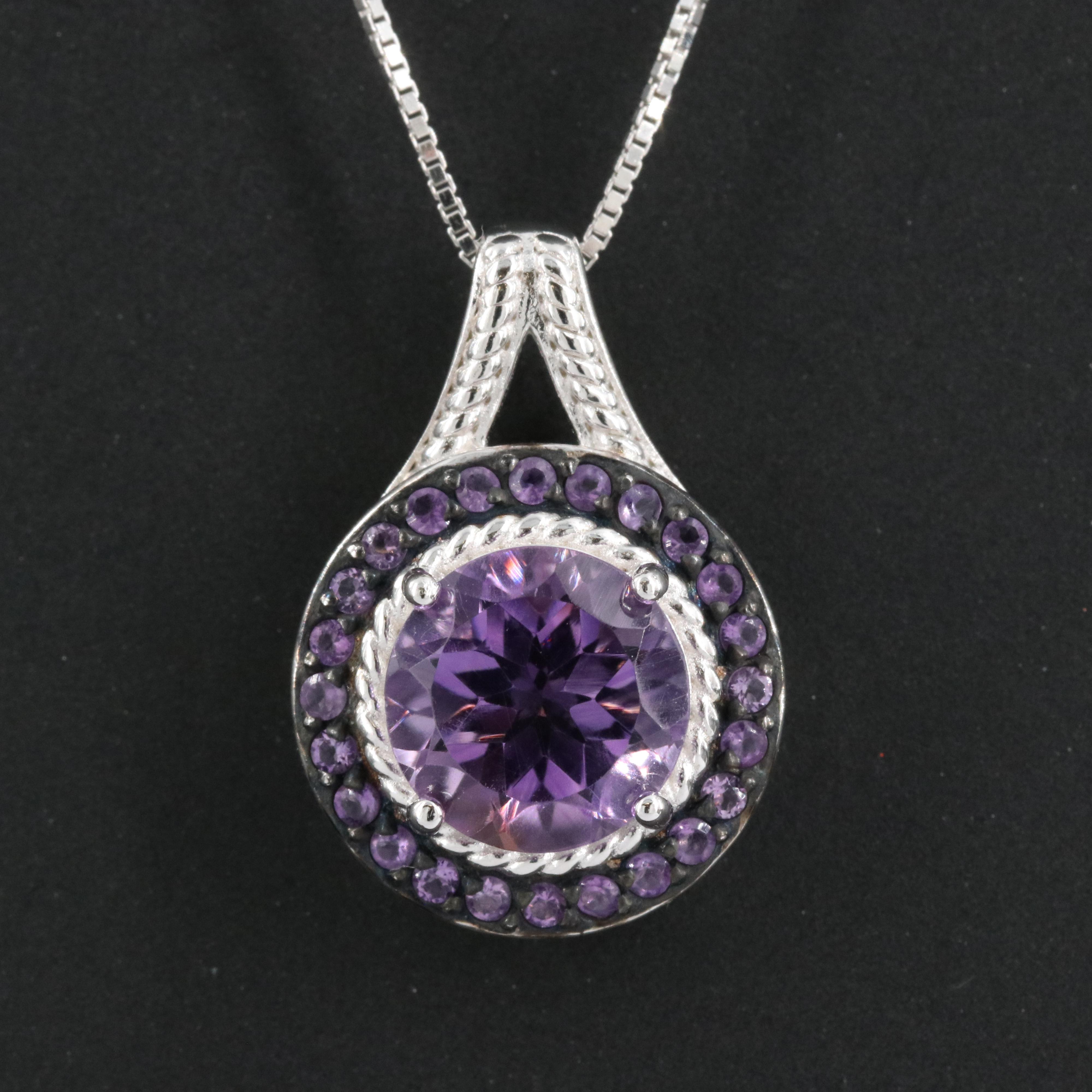 Sterling Amethyst Pendant Necklace