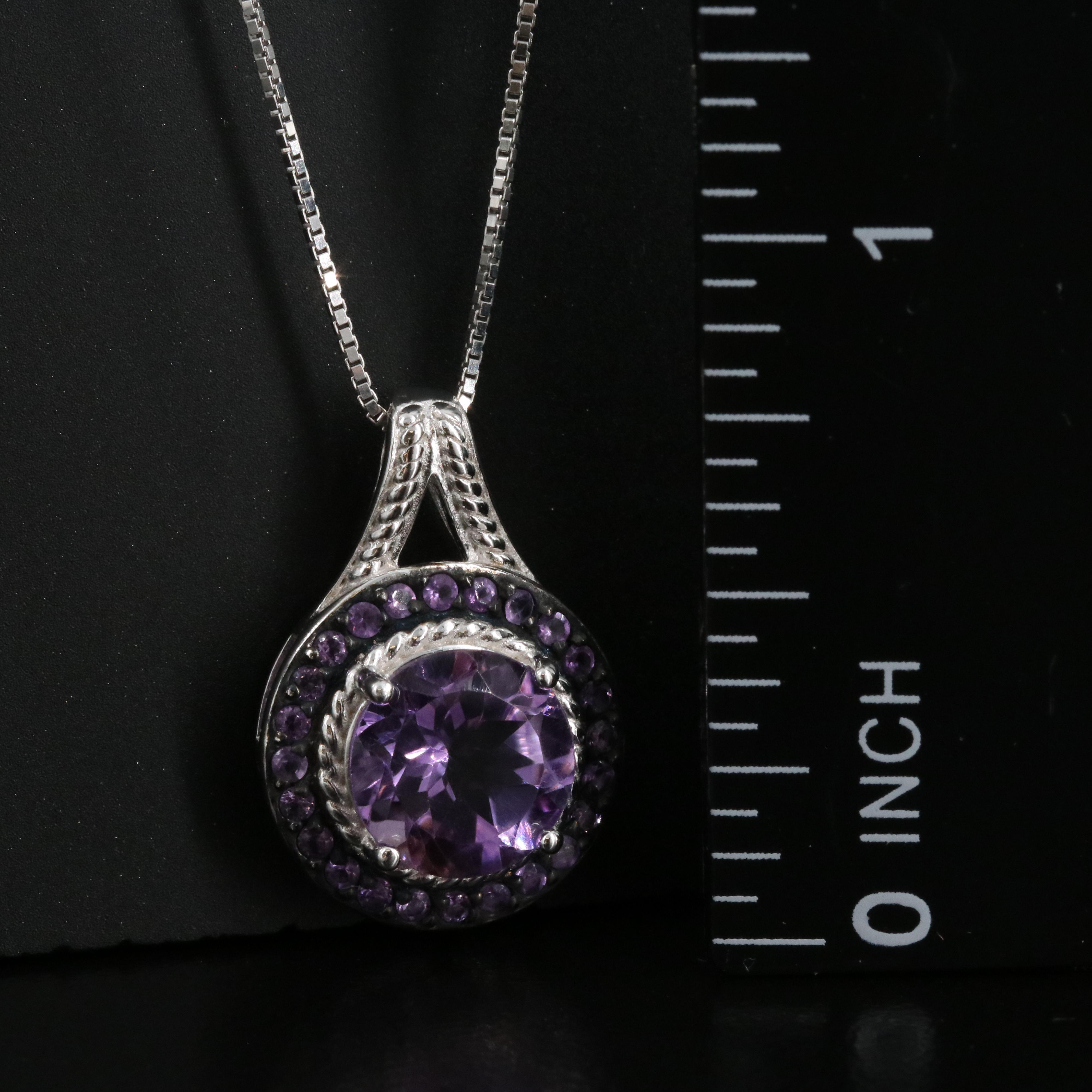 Sterling Amethyst Pendant Necklace