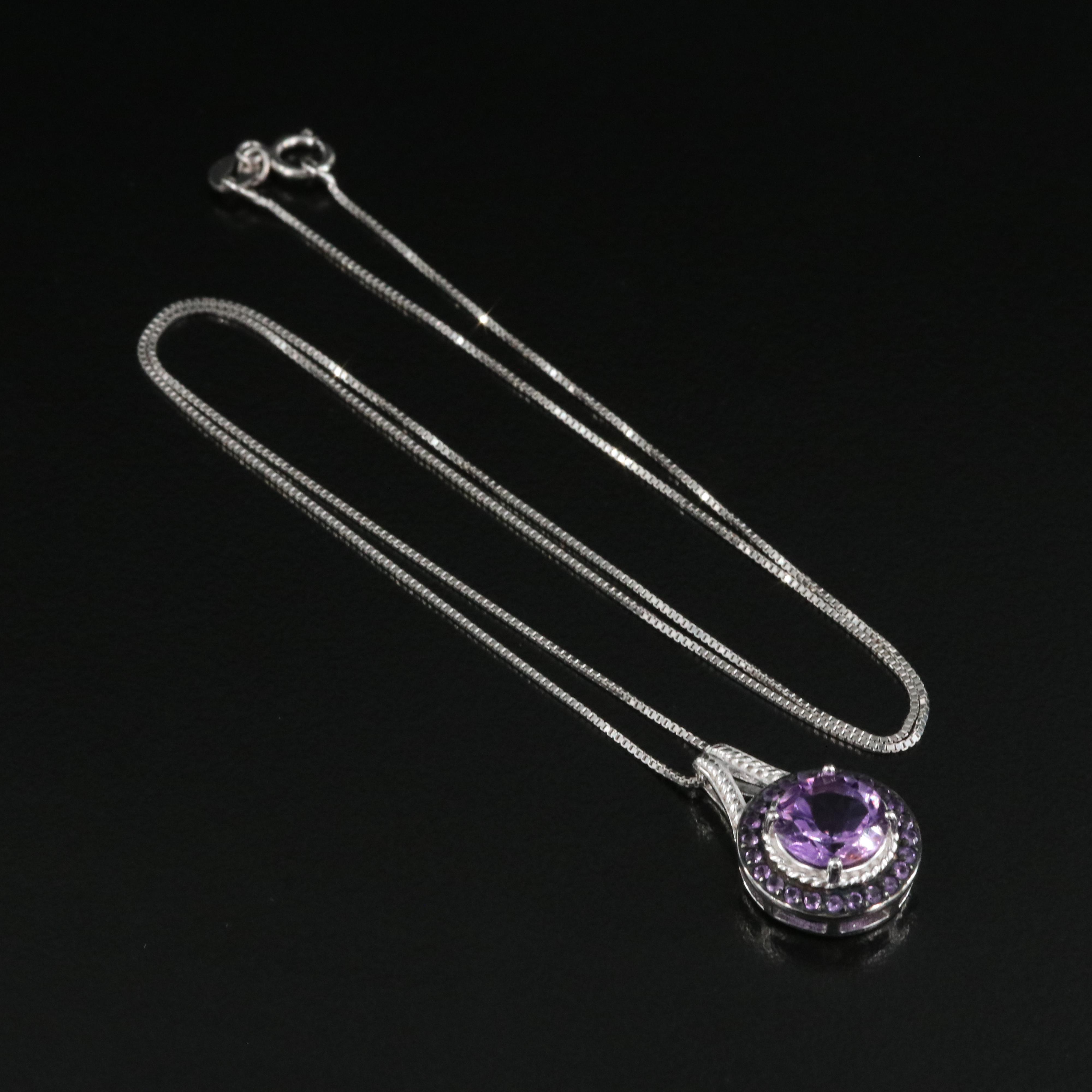 Sterling Amethyst Pendant Necklace